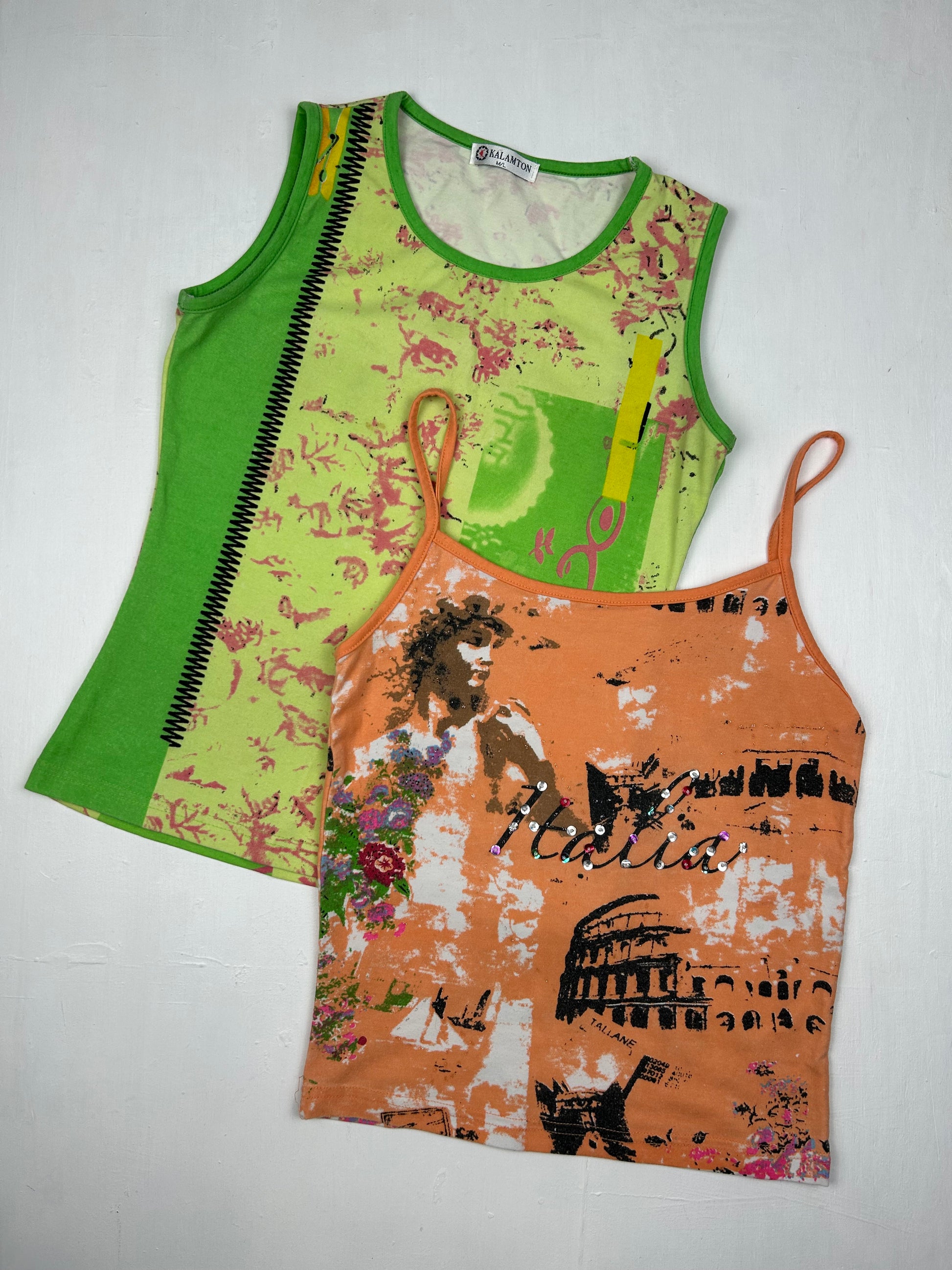 Orange graphic print cami top (S)