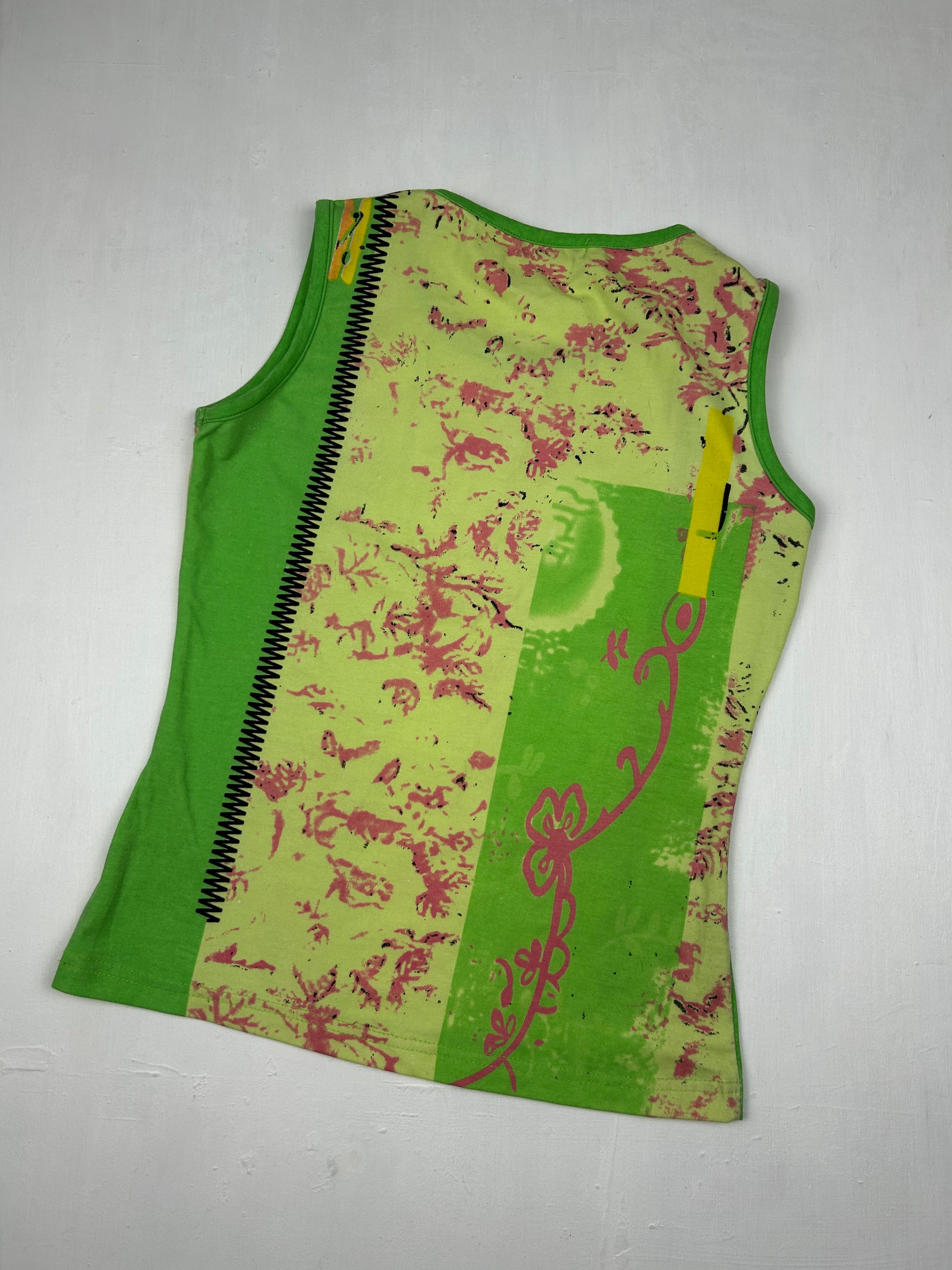 Green graphic print tank top (M)