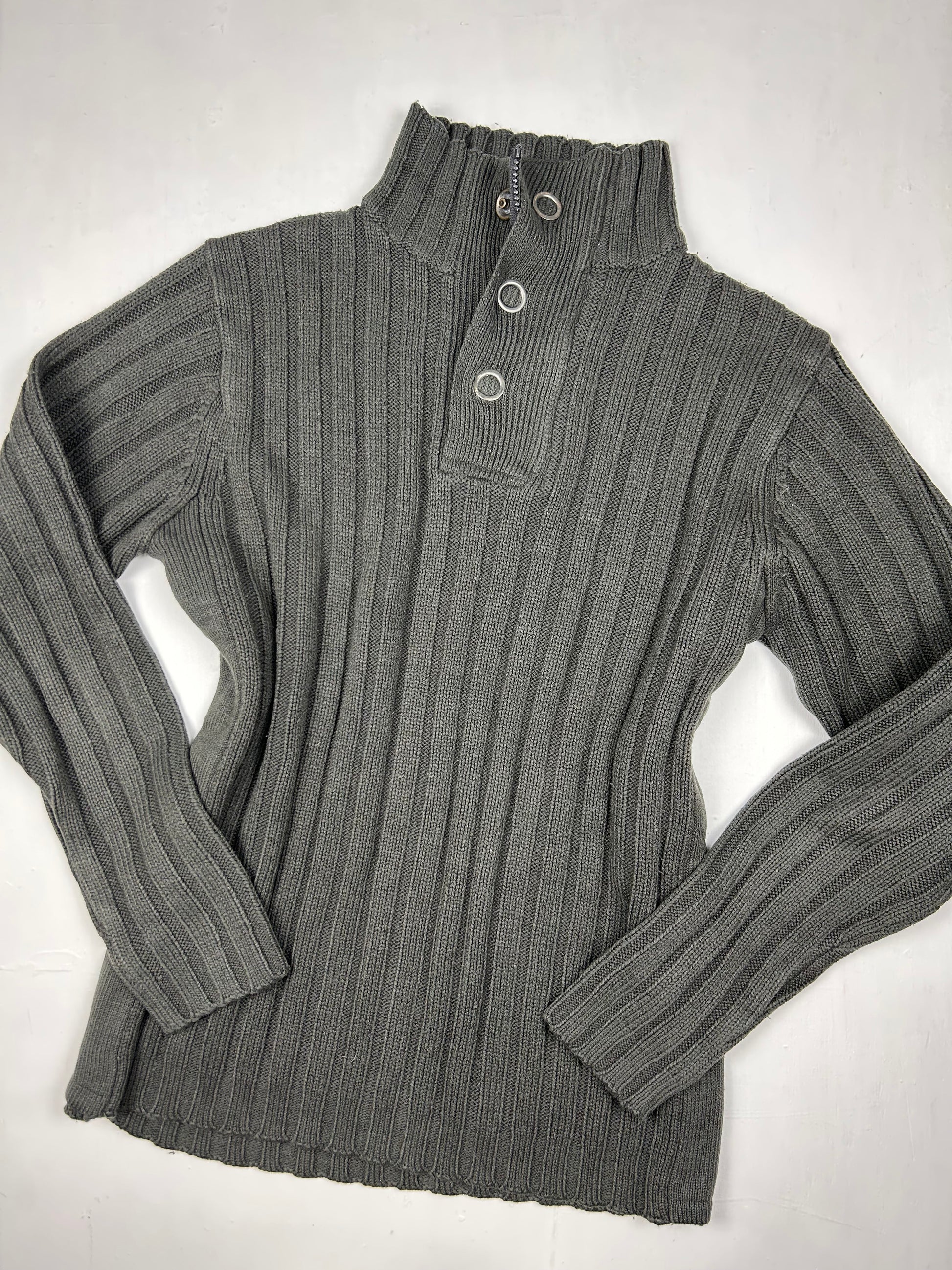 Khaki high neck ribbed  jumper (S/M)