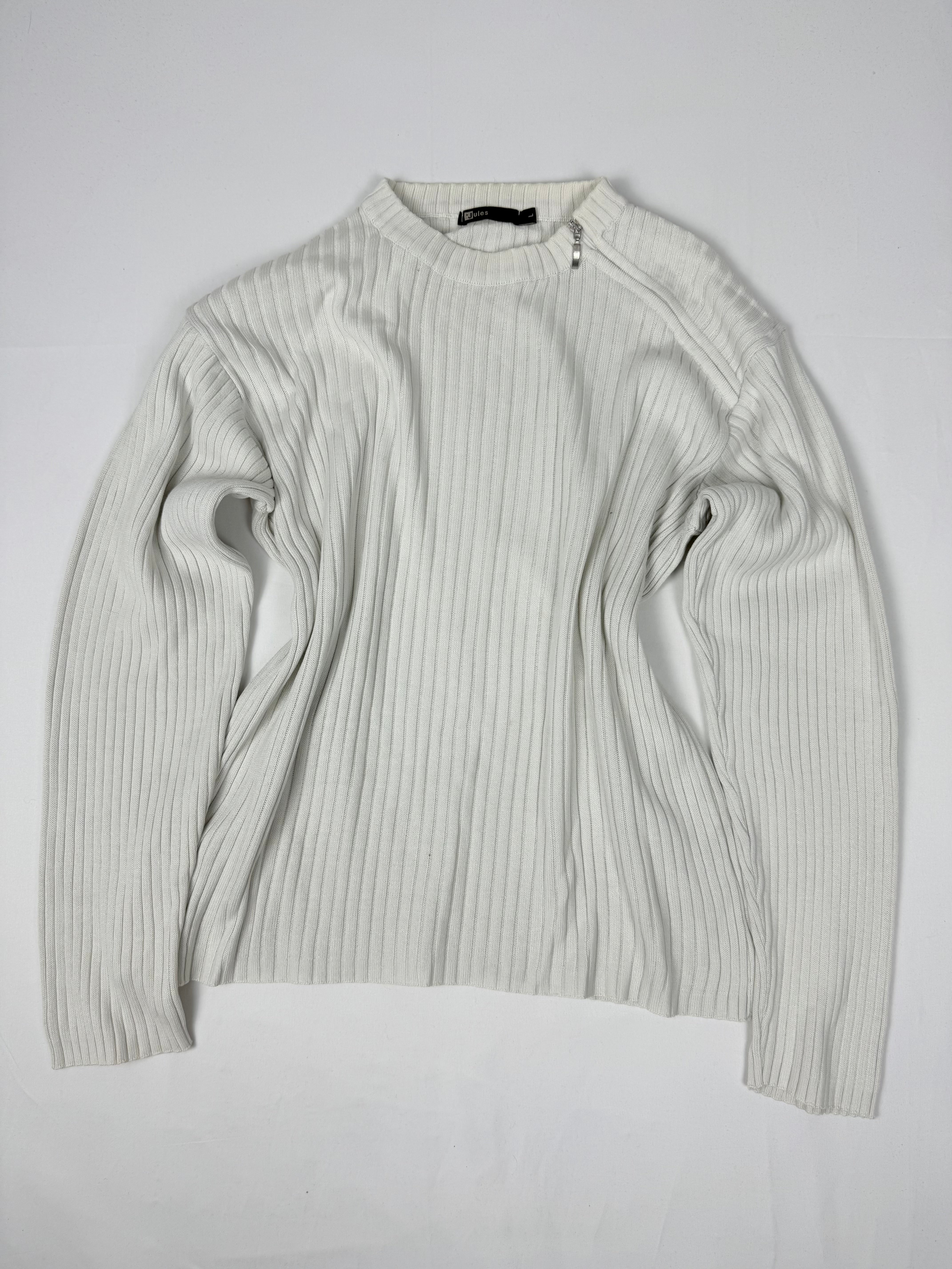 White zip up ribbed jumper (XL)