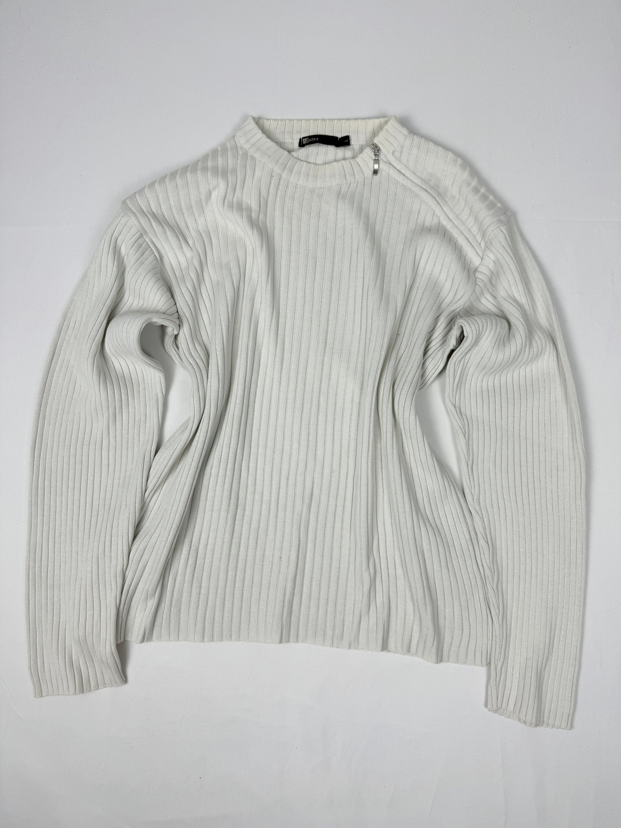 White zip up ribbed jumper (XL)
