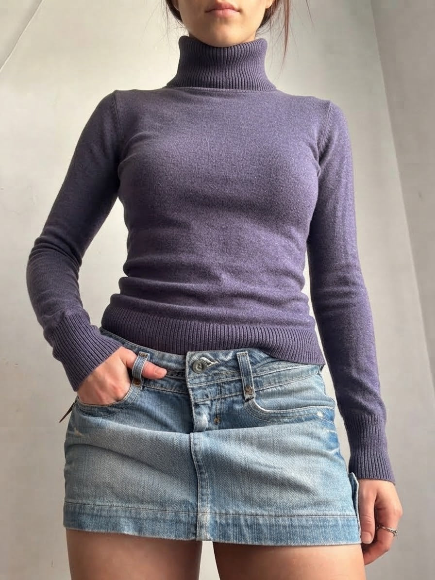 Pull à col roulé violet (M)