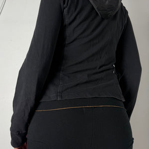 Black zip up hooded jacket (S/M)