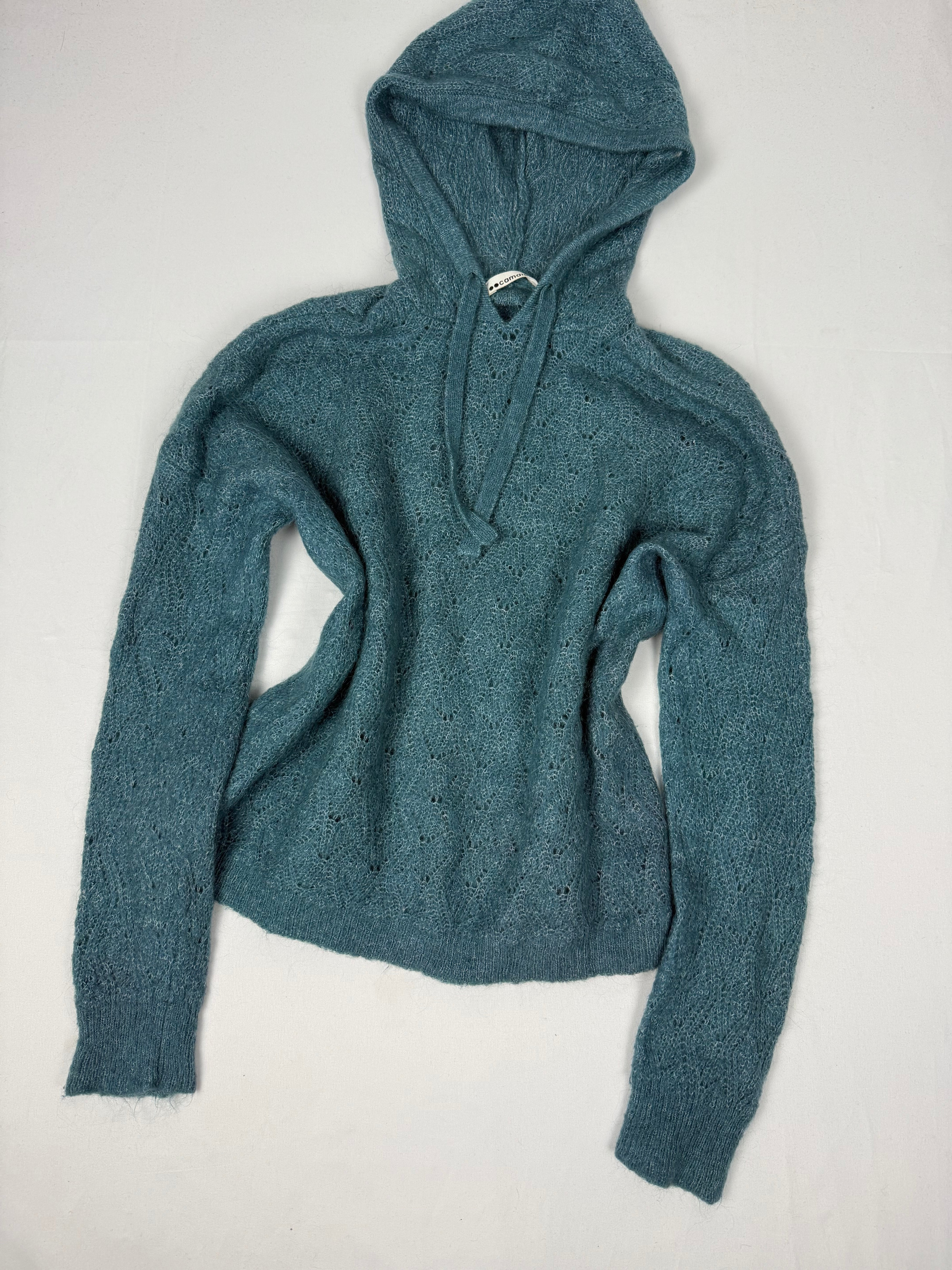 Green crochet super soft hooded jumper (M/L)