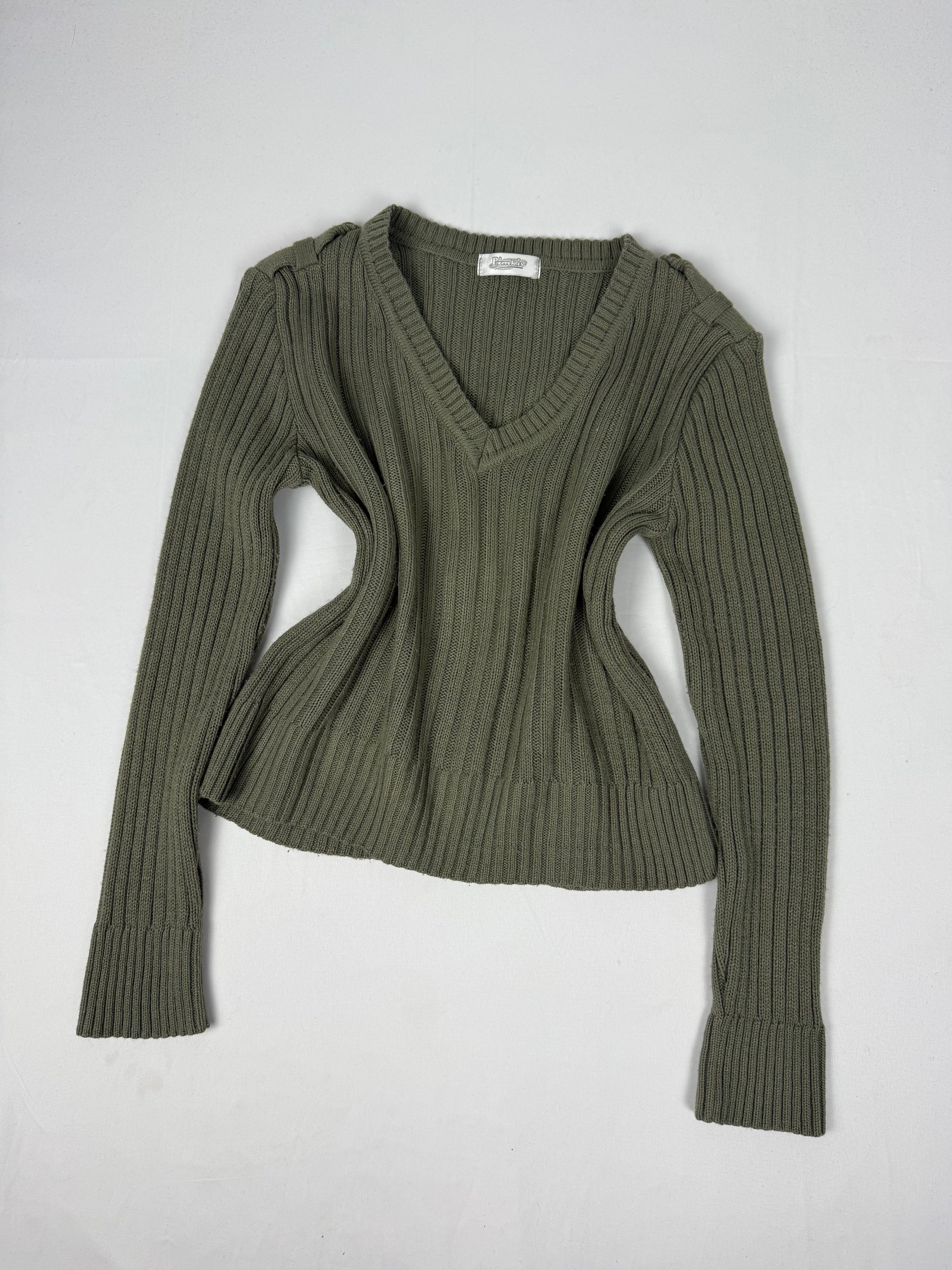 Khaki V neck  jumper (S)