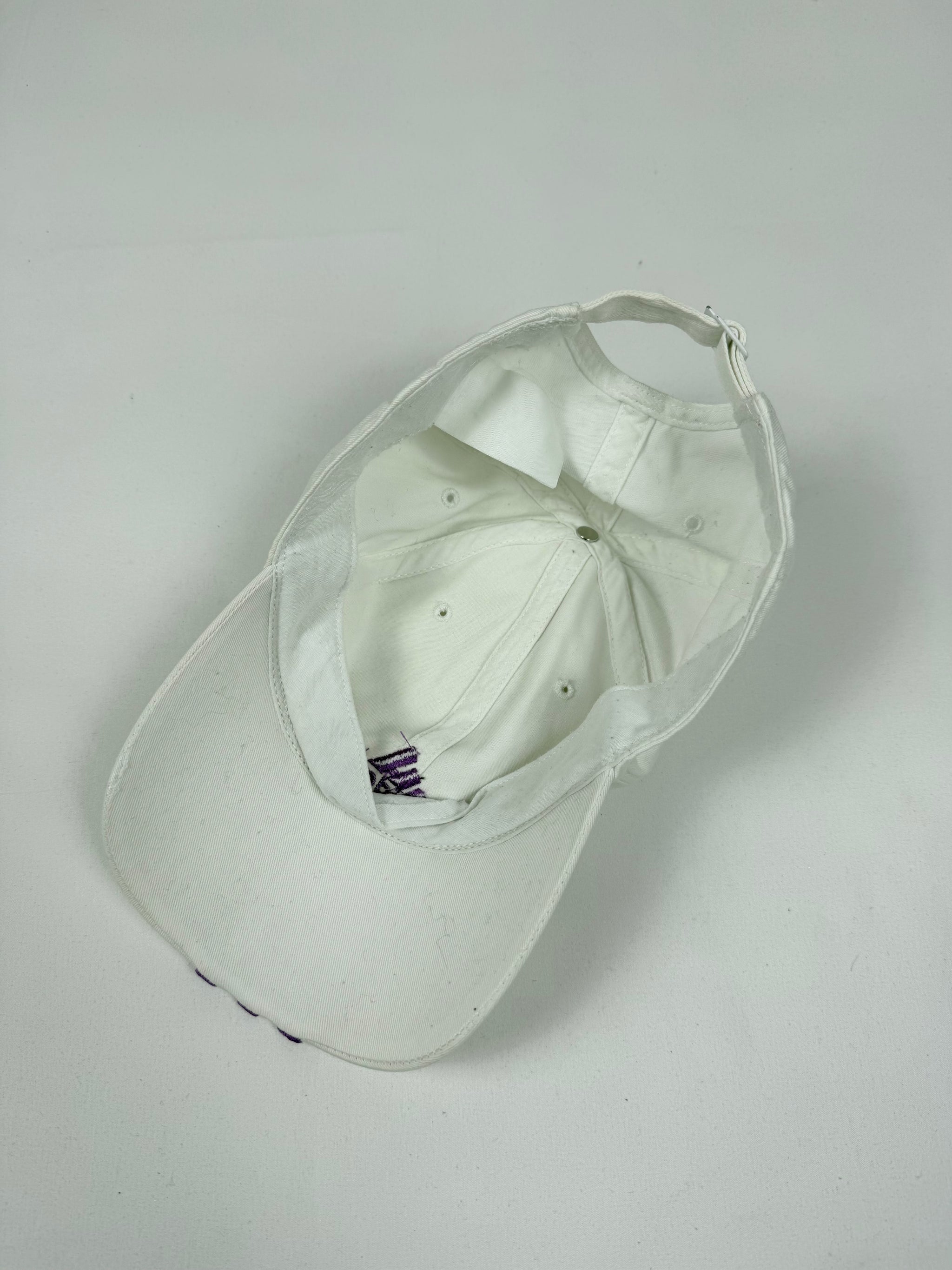White & purple logo cap