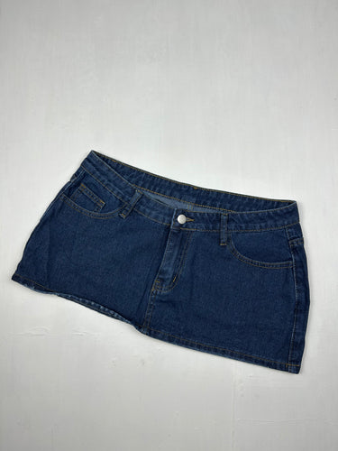 Navy denim  low rise mini skirt (M)