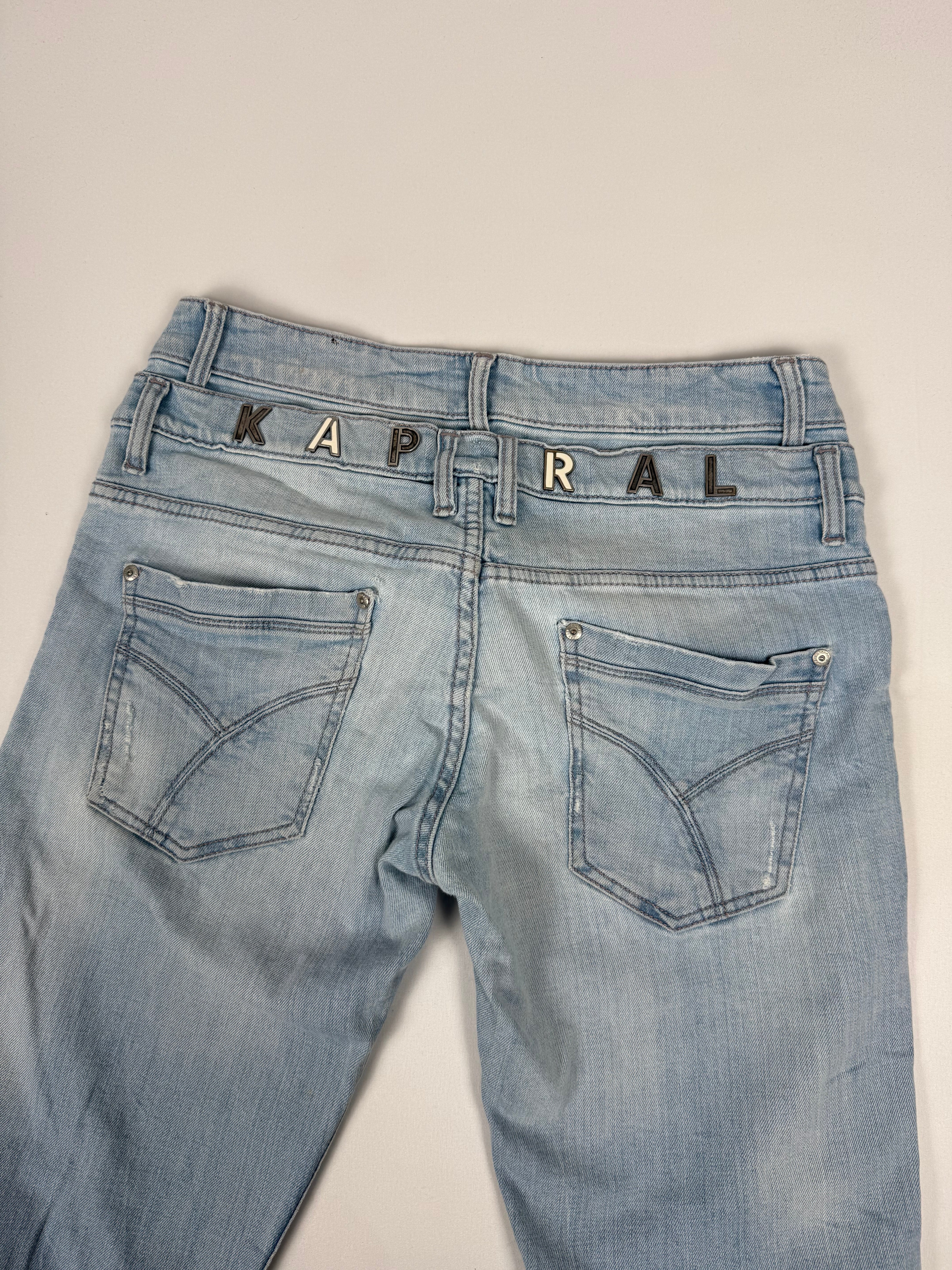 Blue denim low rise baggy pants (L)