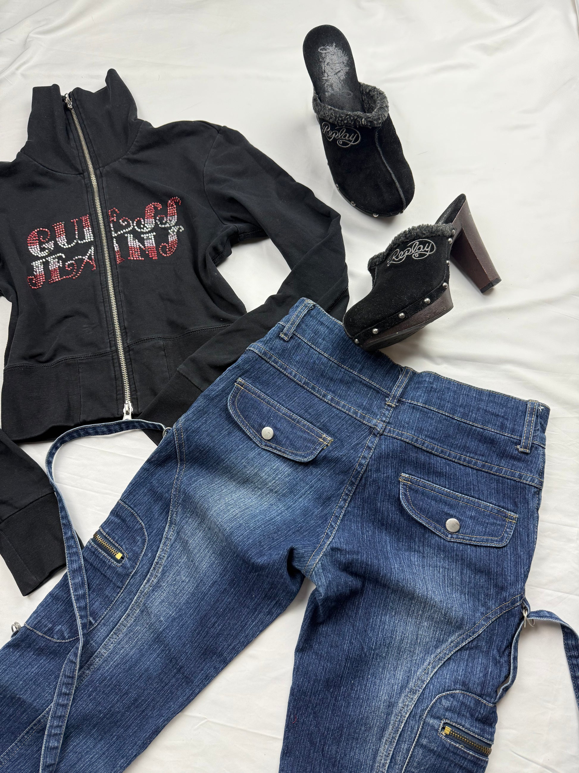 Black faux fur suede heels mules (36)