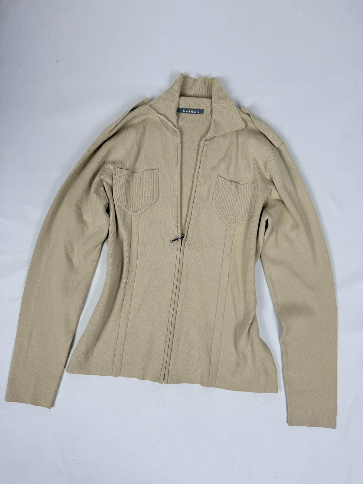 Mini-robe en maille grise à manches courtes avec nouage (S)