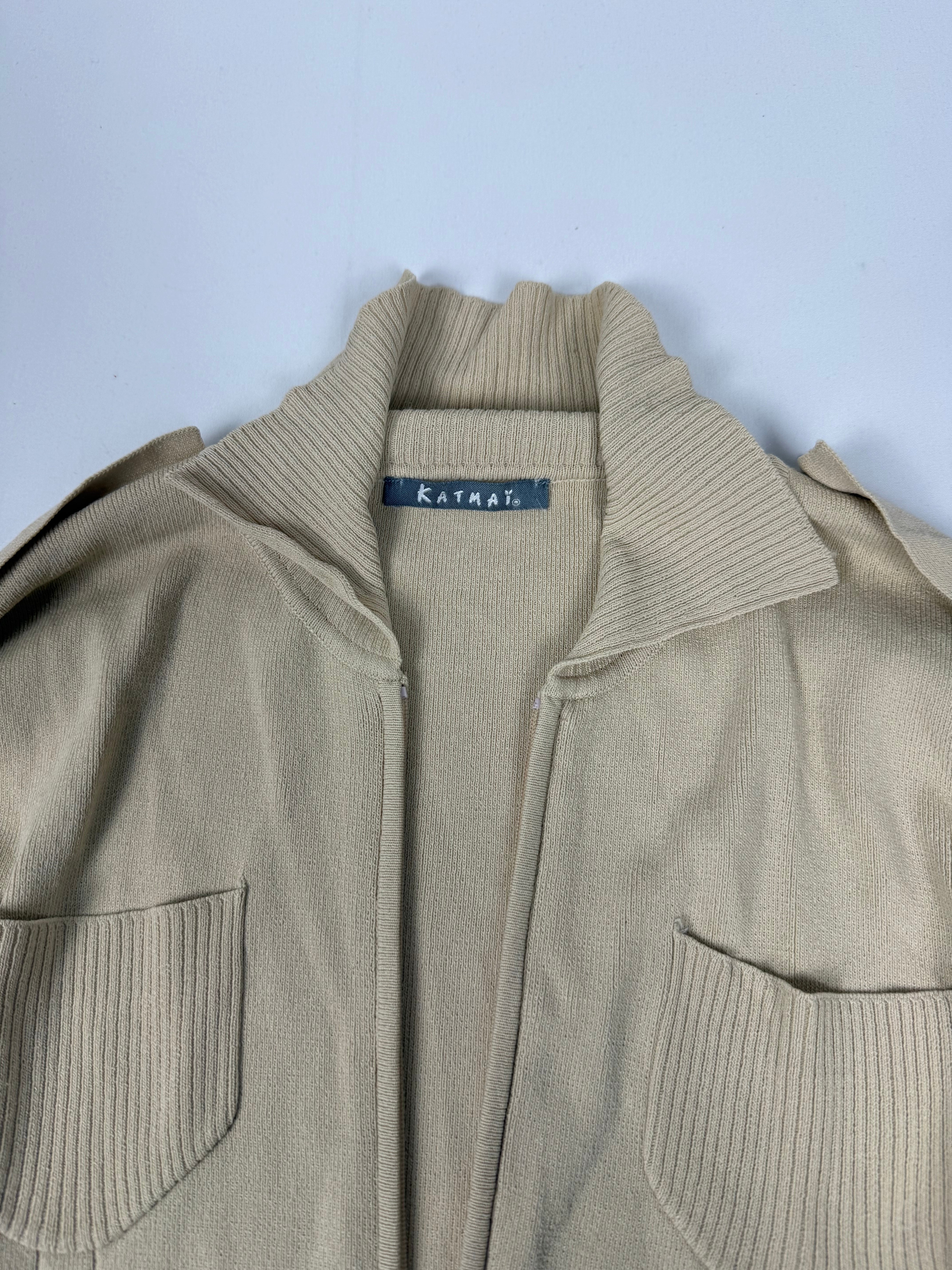 Mini-robe en maille grise à manches courtes avec nouage (S)