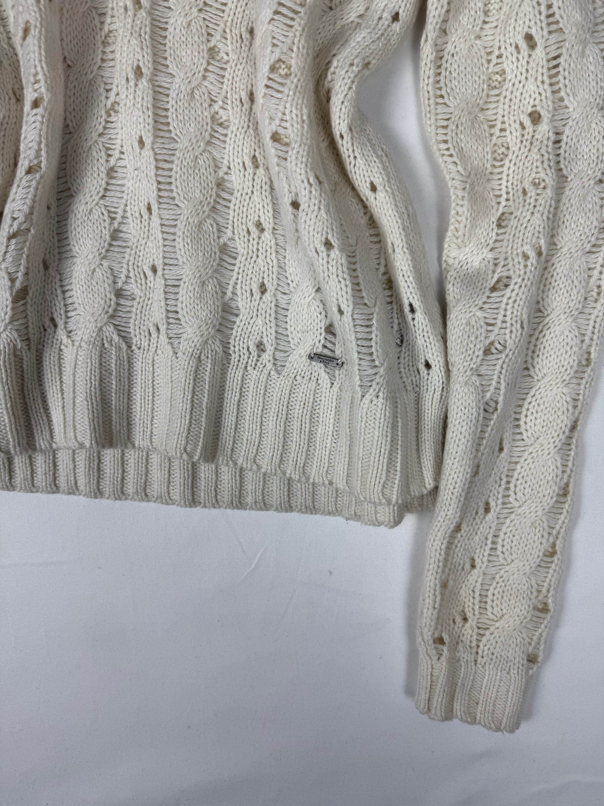 Cream crochet V neck jumper (XS)