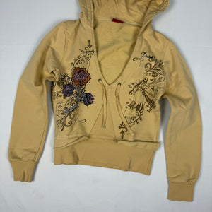 Yellow floral cotton hoodie (S/M)