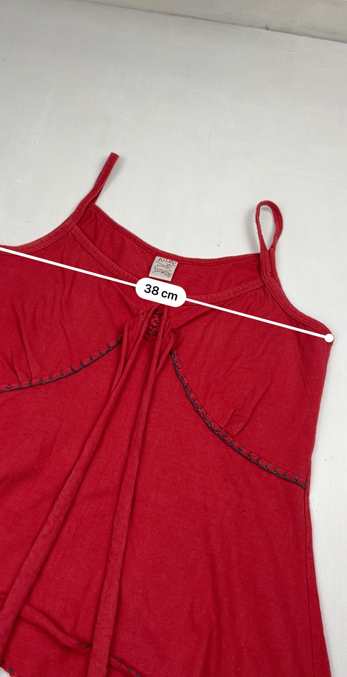 Red asymmetric tie up cami top (S/M)