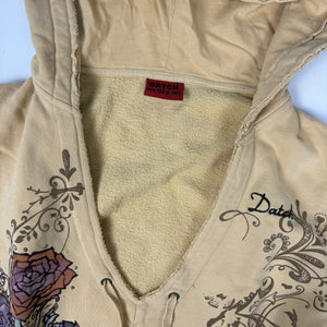 Yellow floral cotton hoodie (S/M)