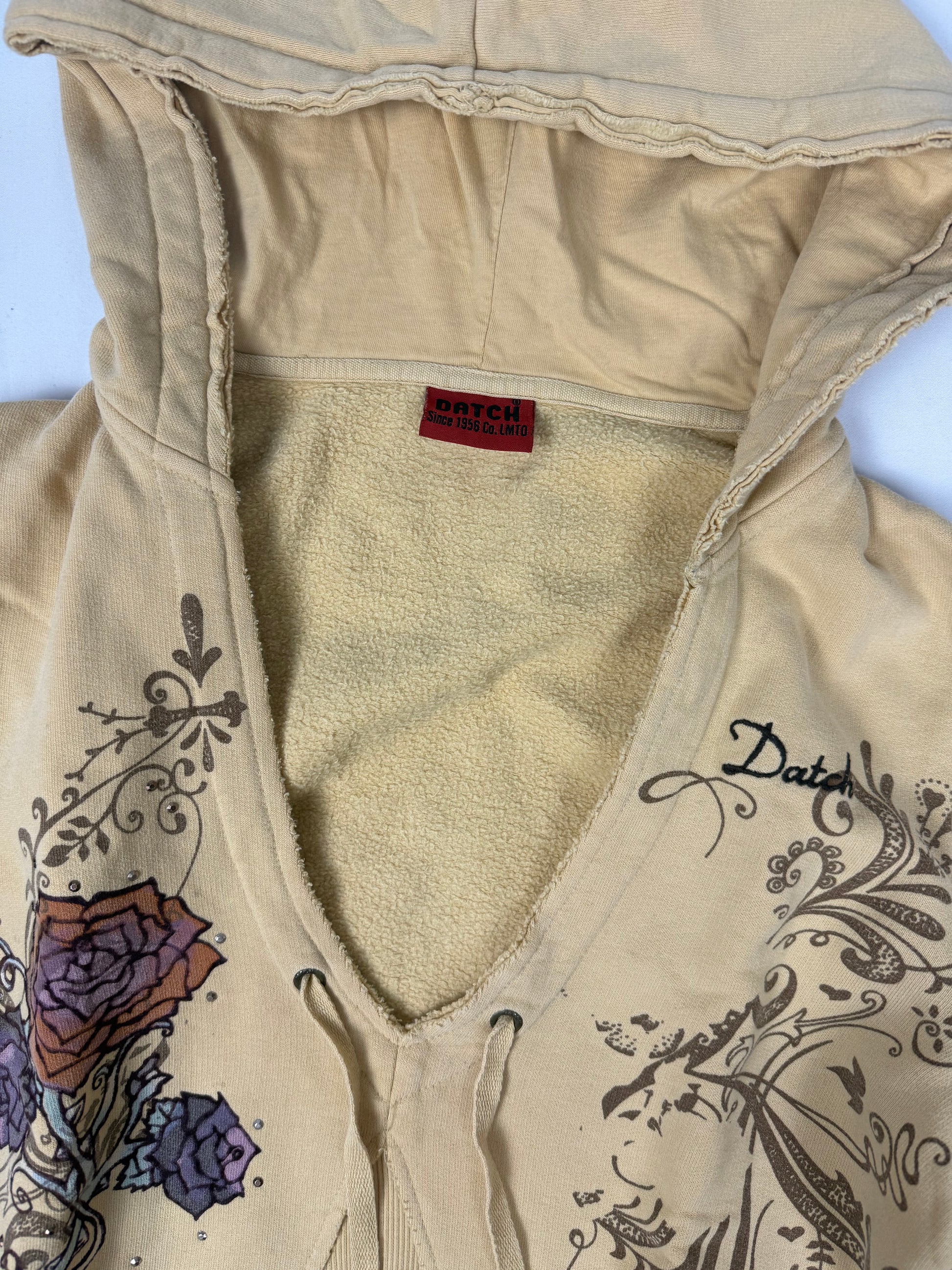 Yellow floral cotton hoodie (S/M)