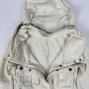 White cotton hooded zip up jacket (S)