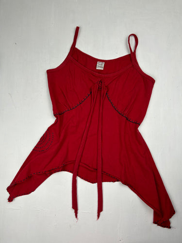 Red asymmetric tie up cami top (S/M)