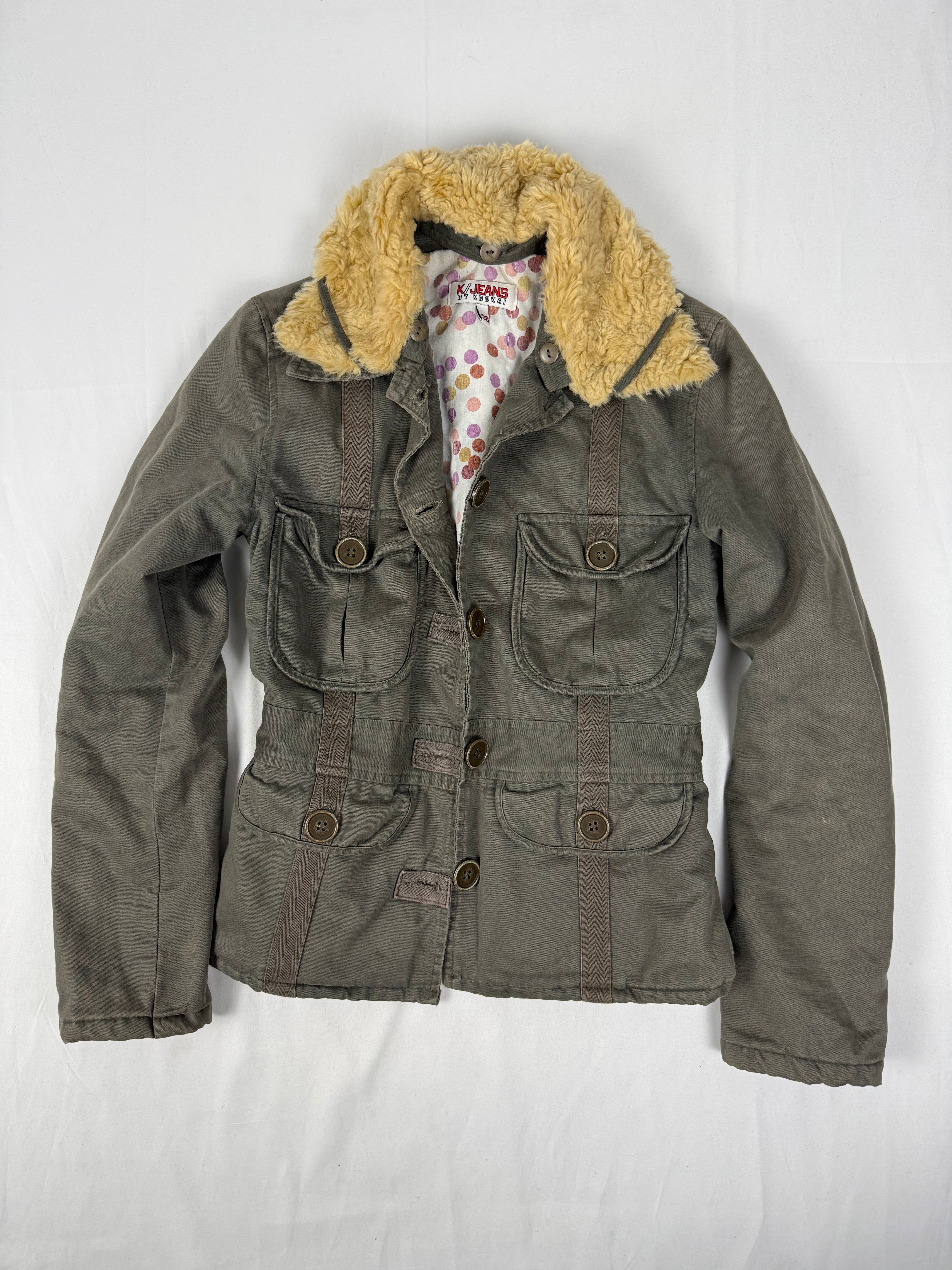 Khaki cotton spring utility jacket (M)