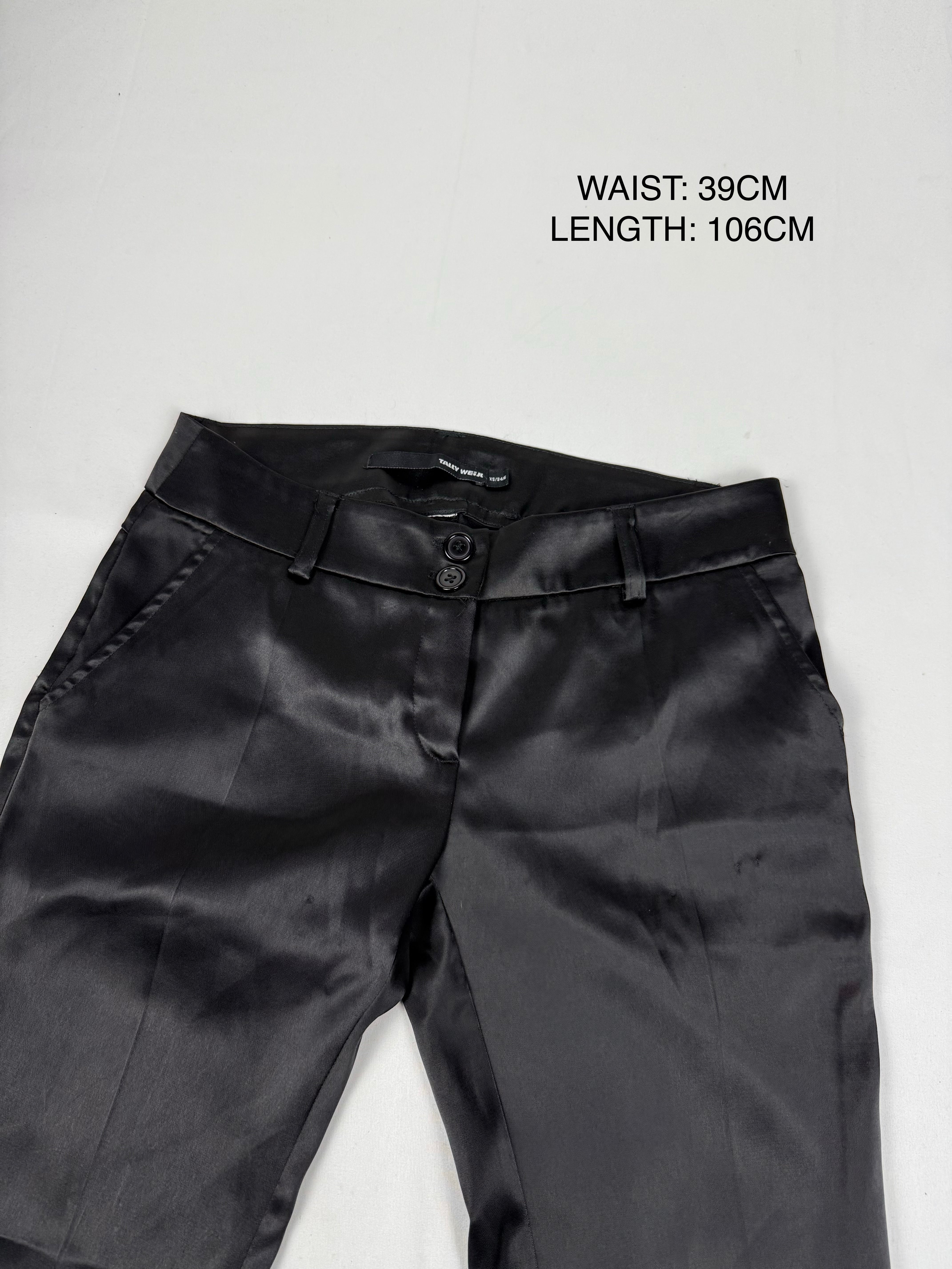 Black low rise silky office pants (XS)