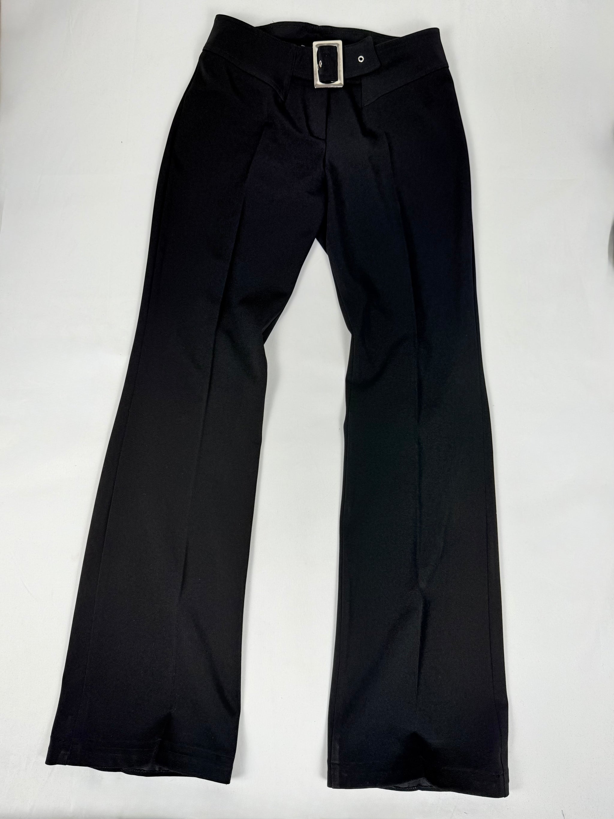 Black low rise flare office belt pants (S/M)