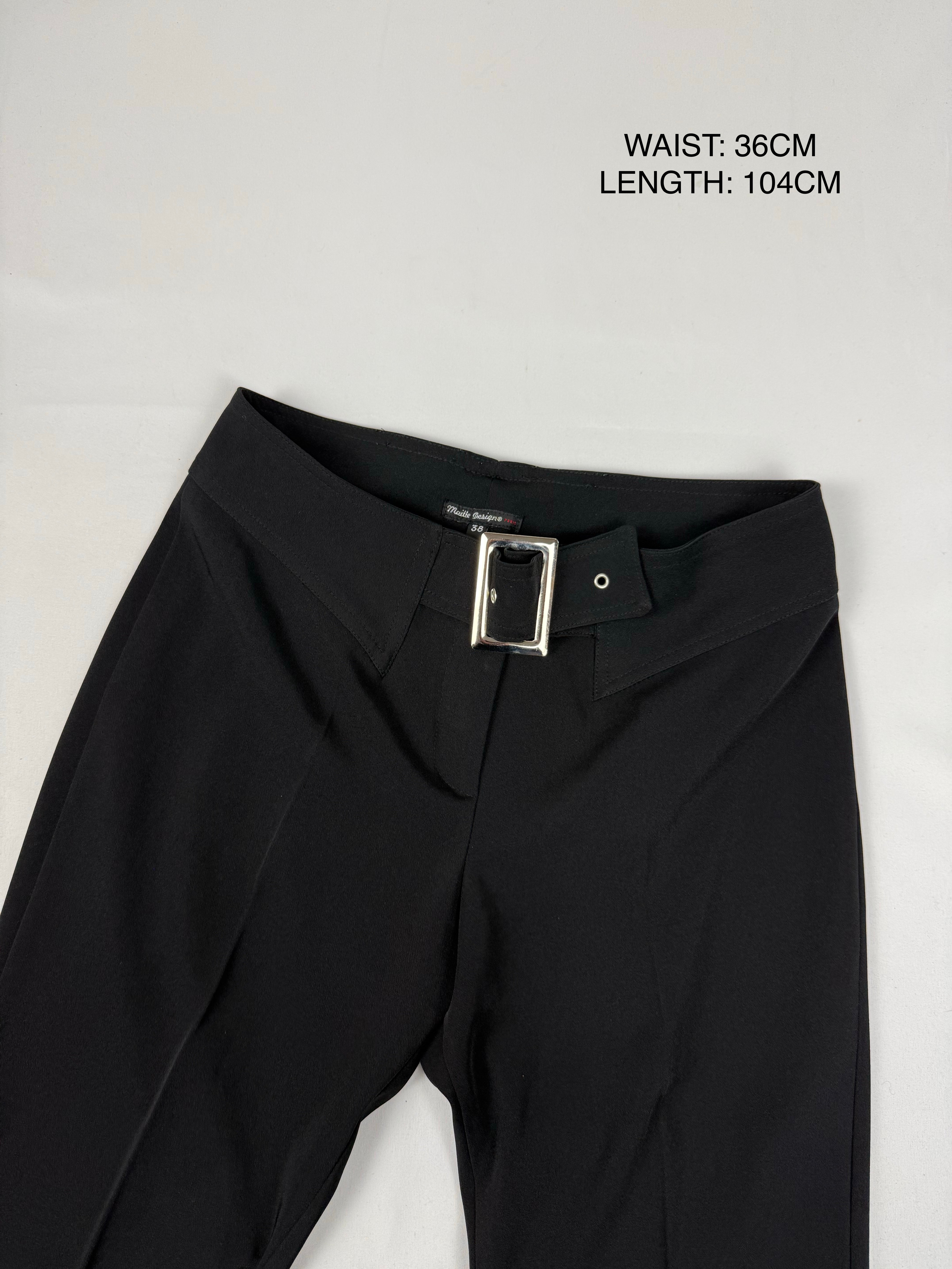 Black low rise flare office belt pants (S/M)