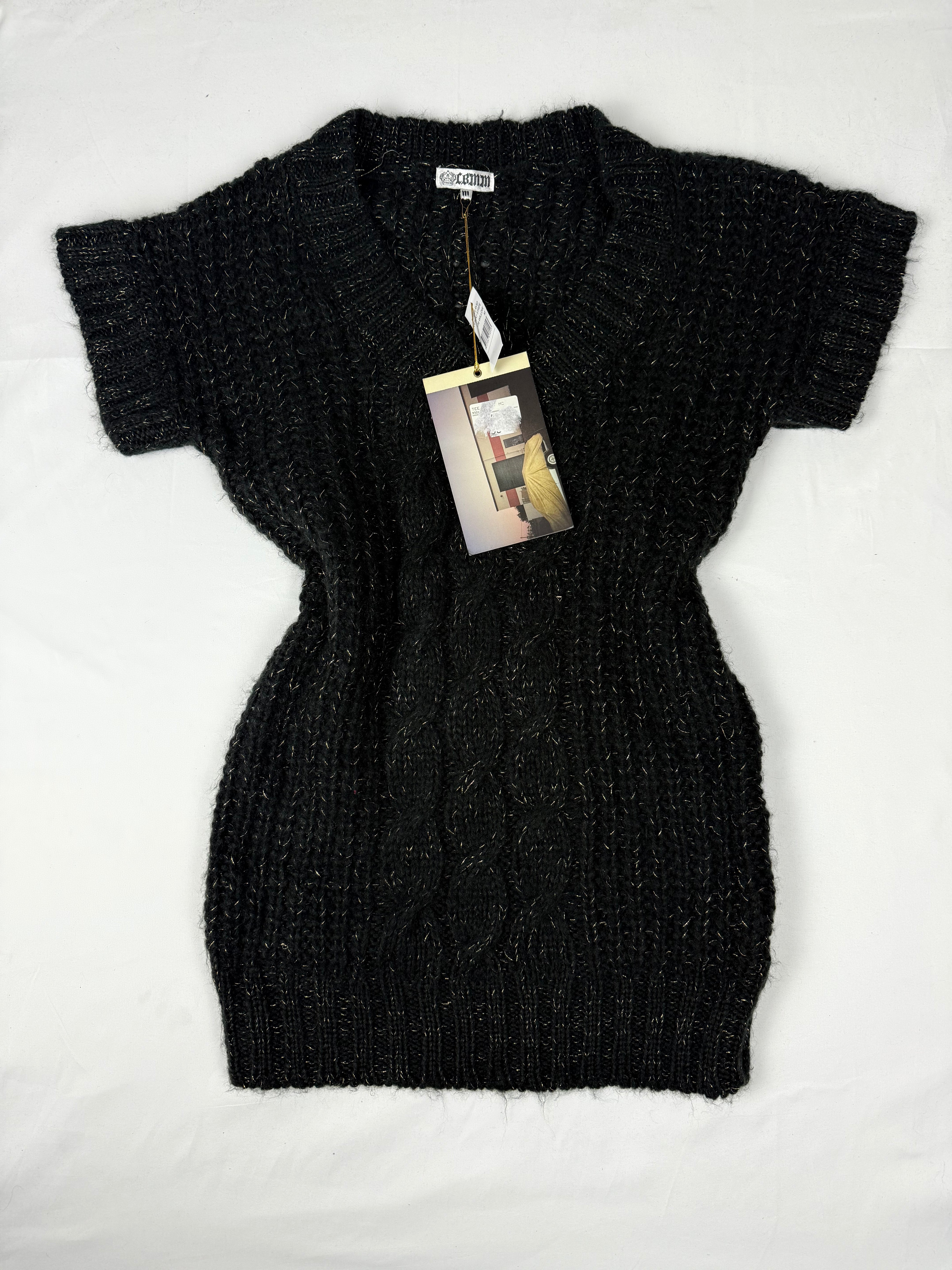 Black short sleeves mini jumper dress (M)