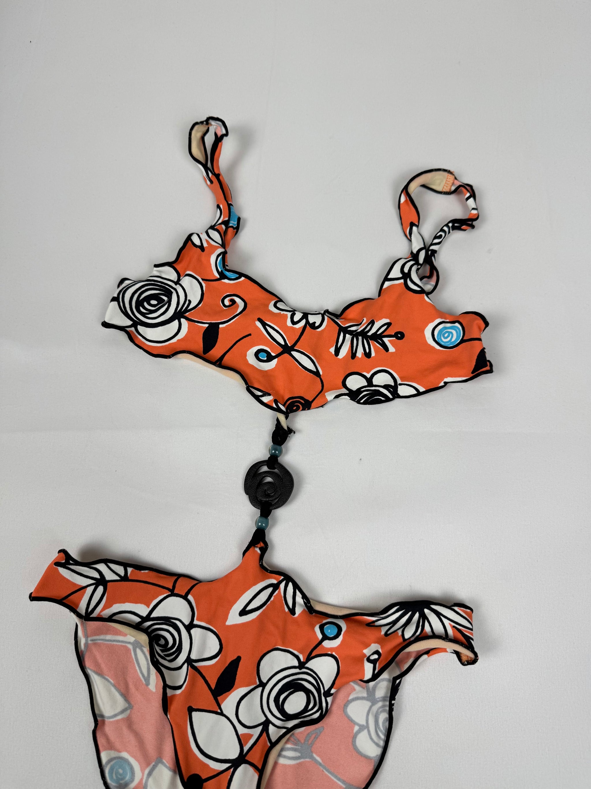 Orange floral low rise bikini set (XS)