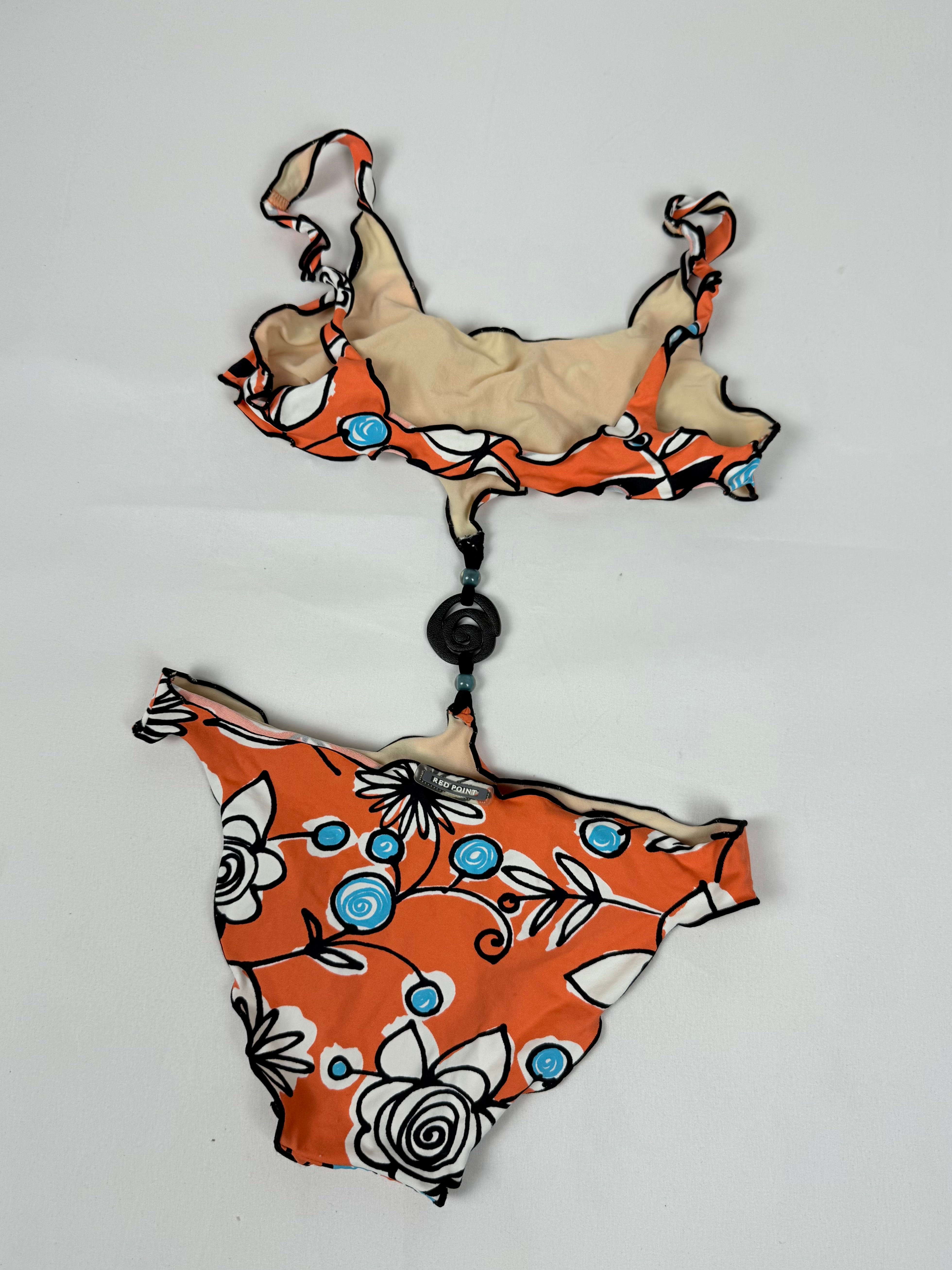 Orange floral low rise bikini set (XS)
