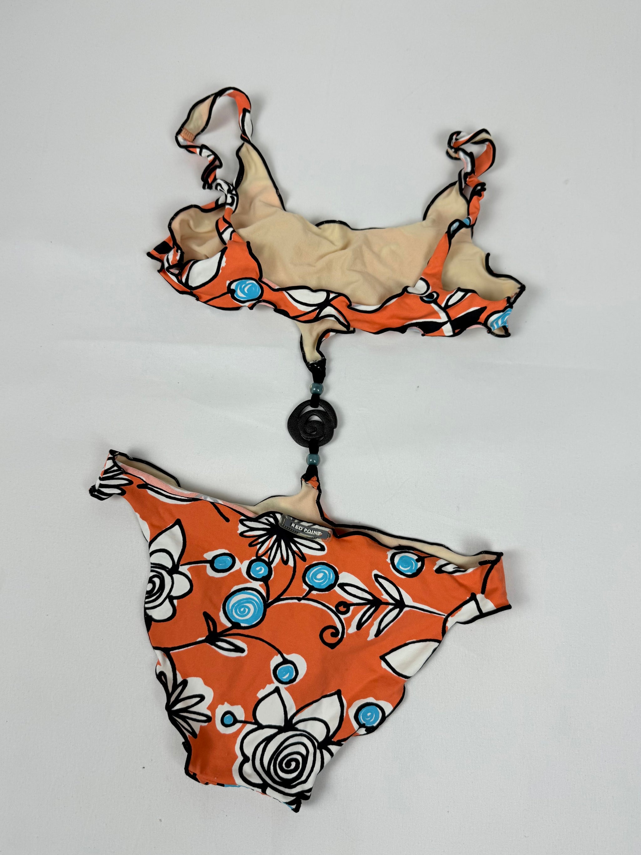 Orange floral low rise bikini set (XS)