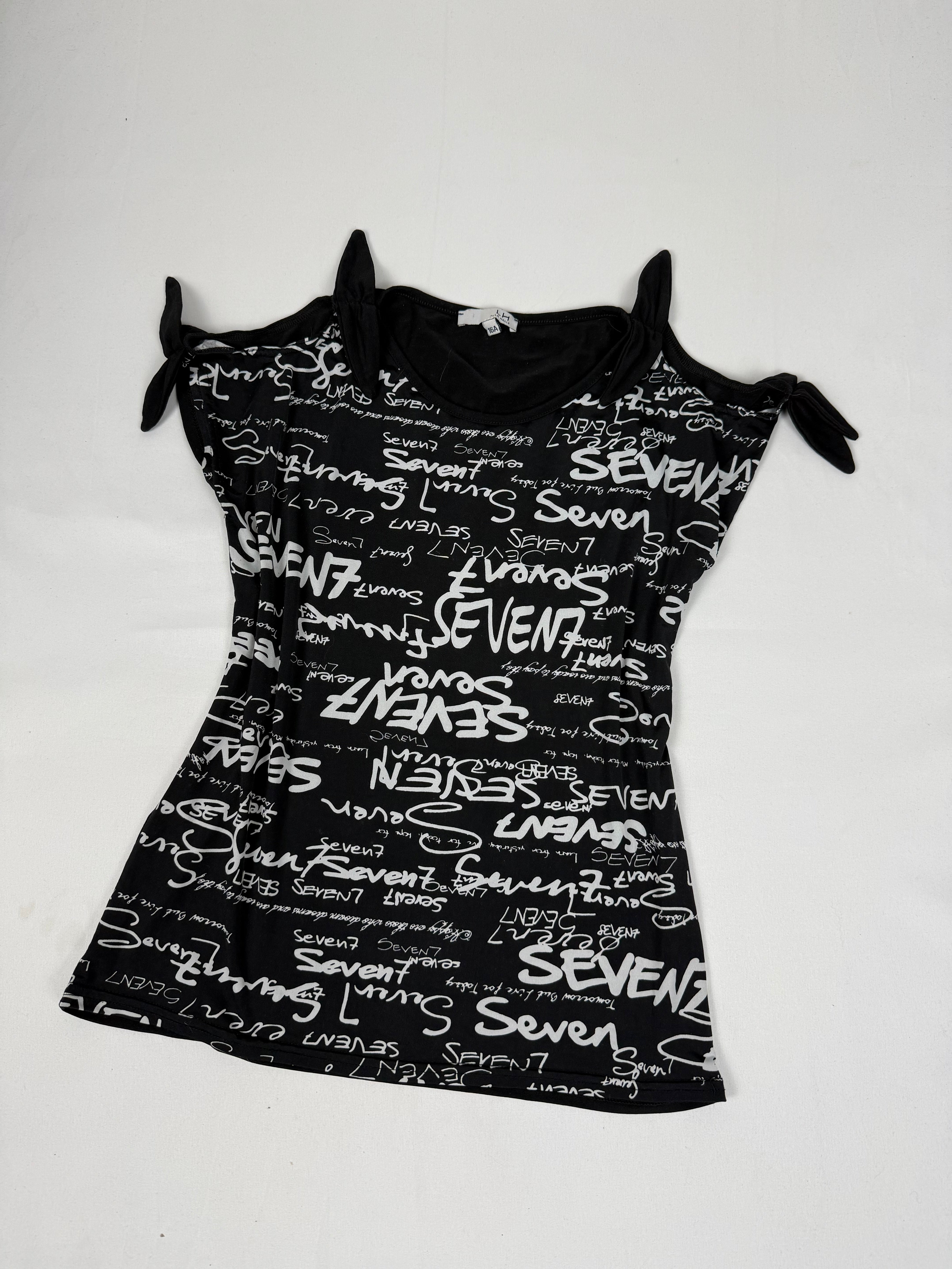 Black graphic tight fit top (S)