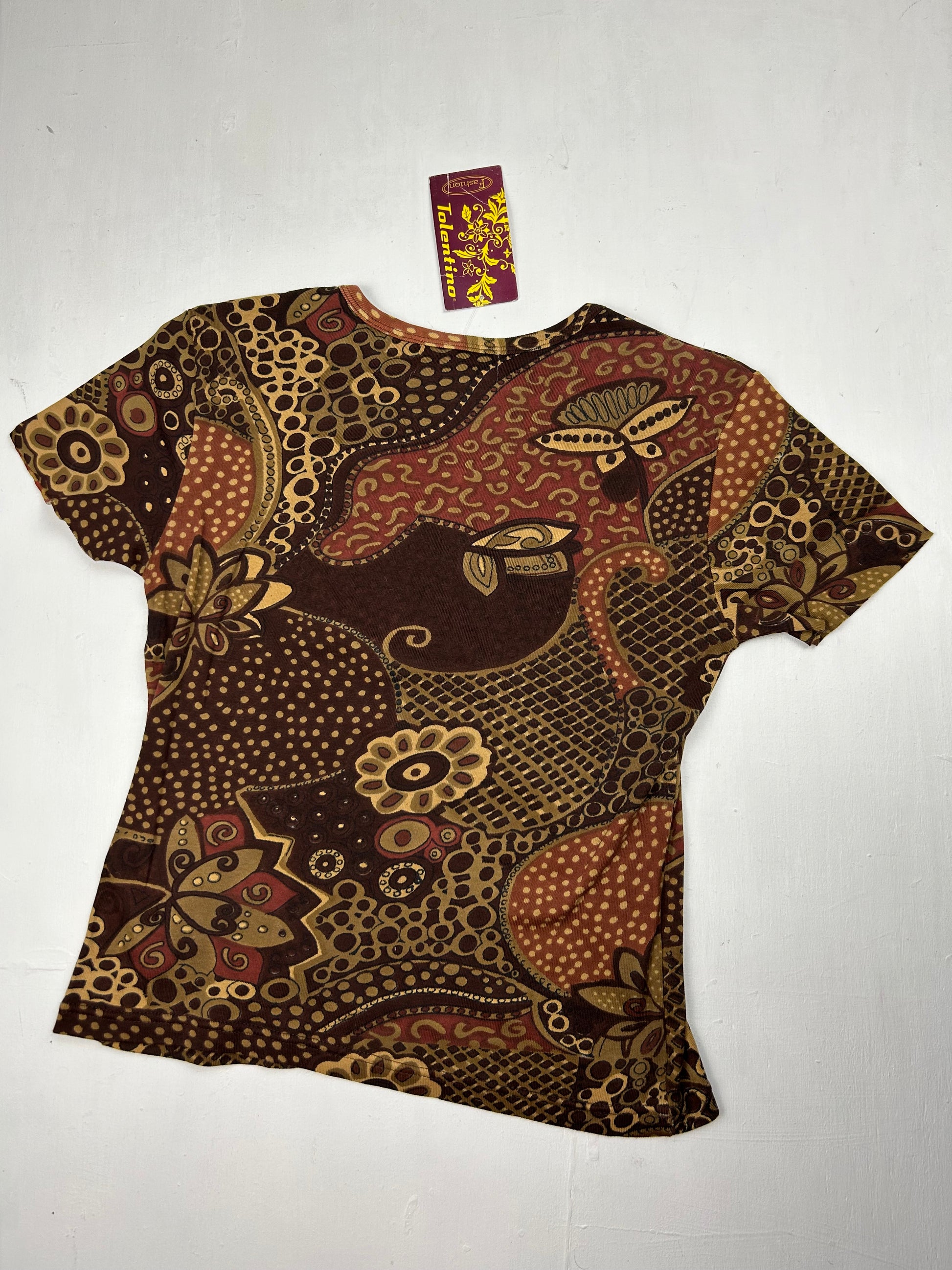 Brown sequins graphic print tee (M)
