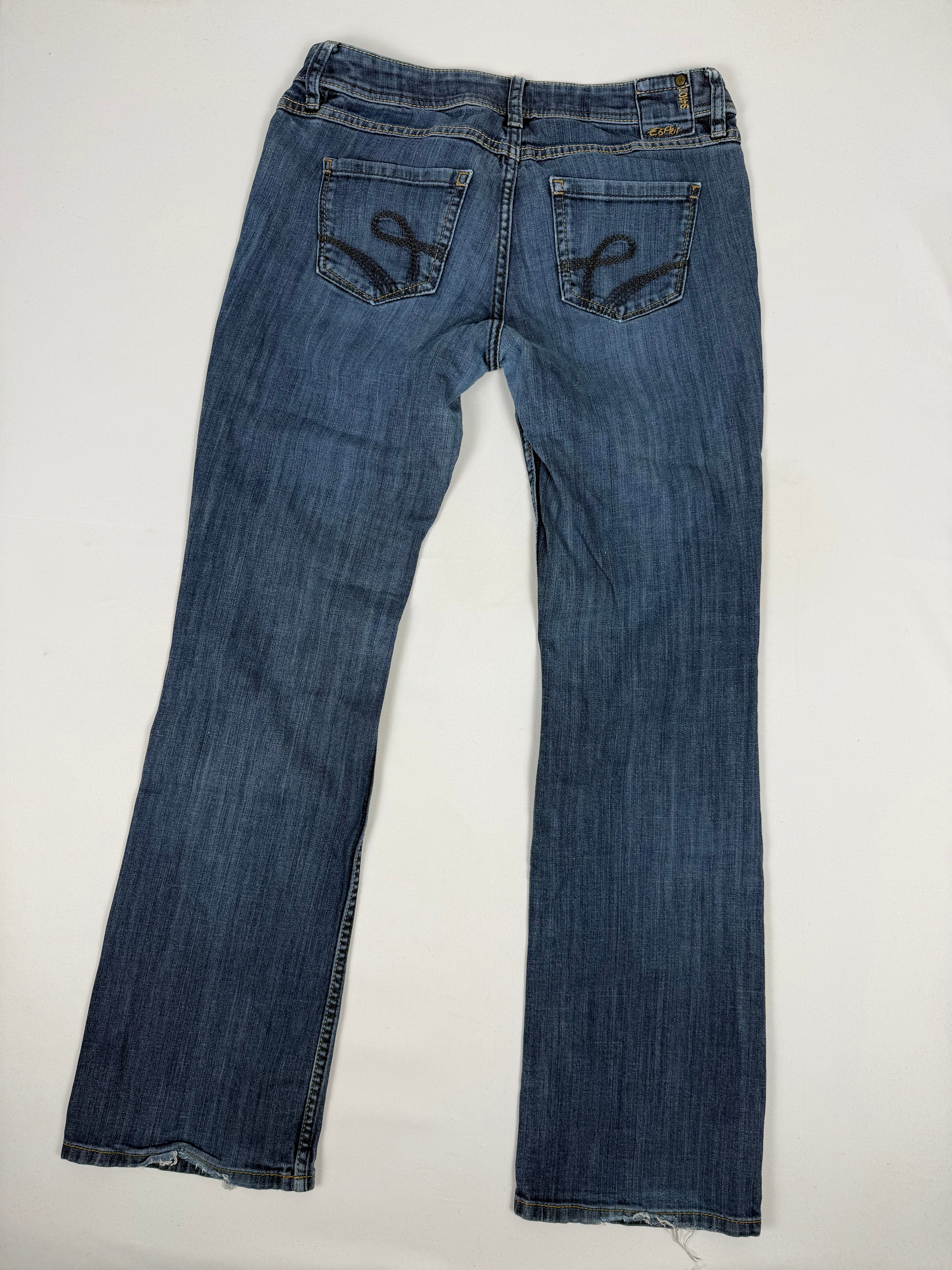 Blue denim low rise flare pants (M)
