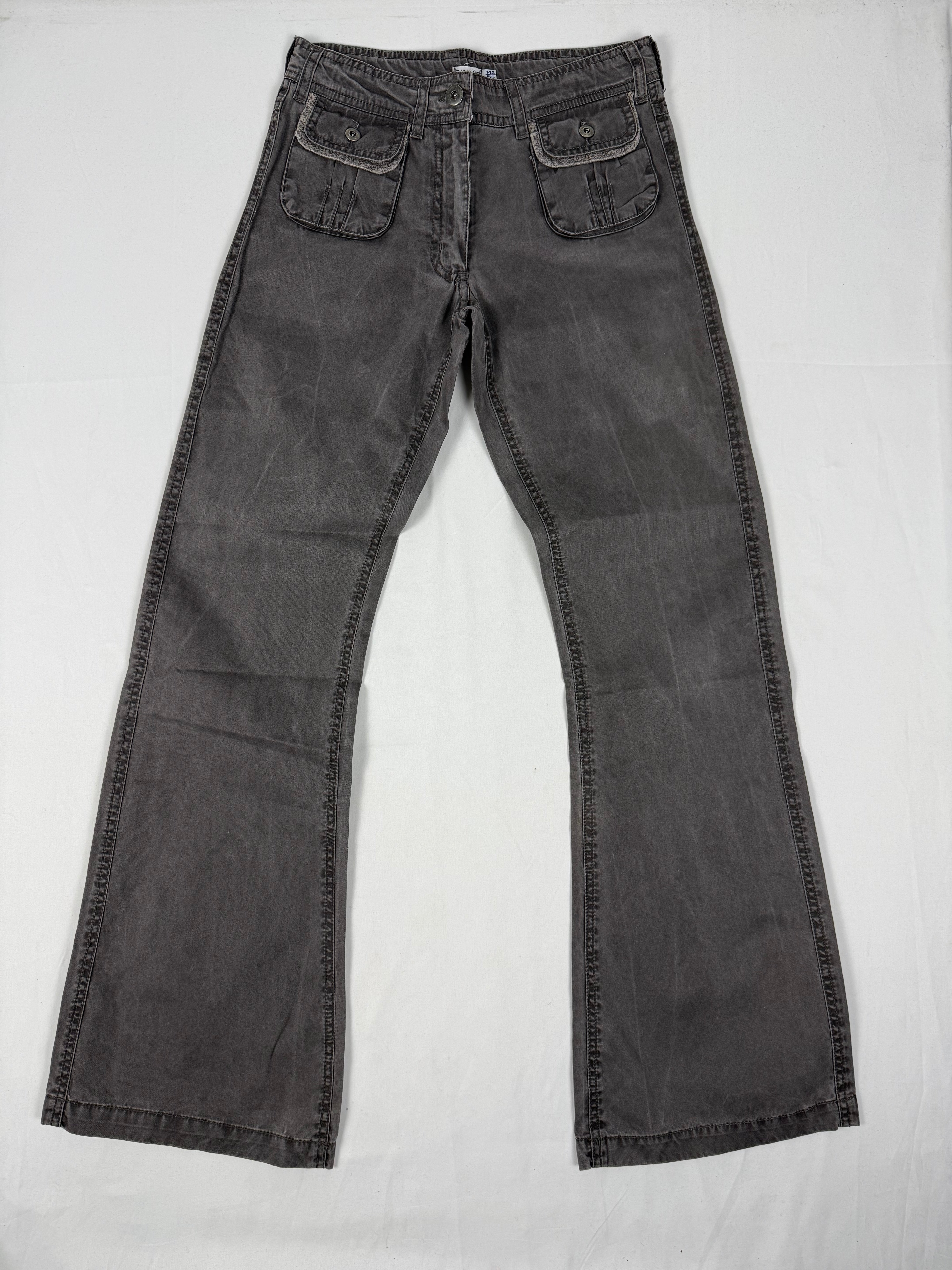 Khaki low waist flared pants (XS)