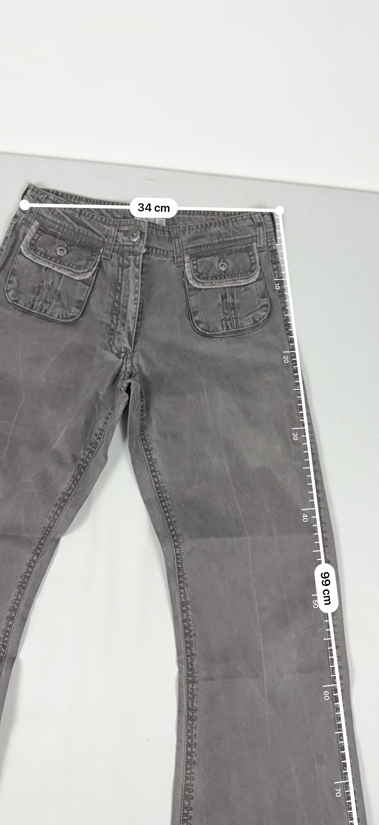 Khaki low waist flared pants (XS)