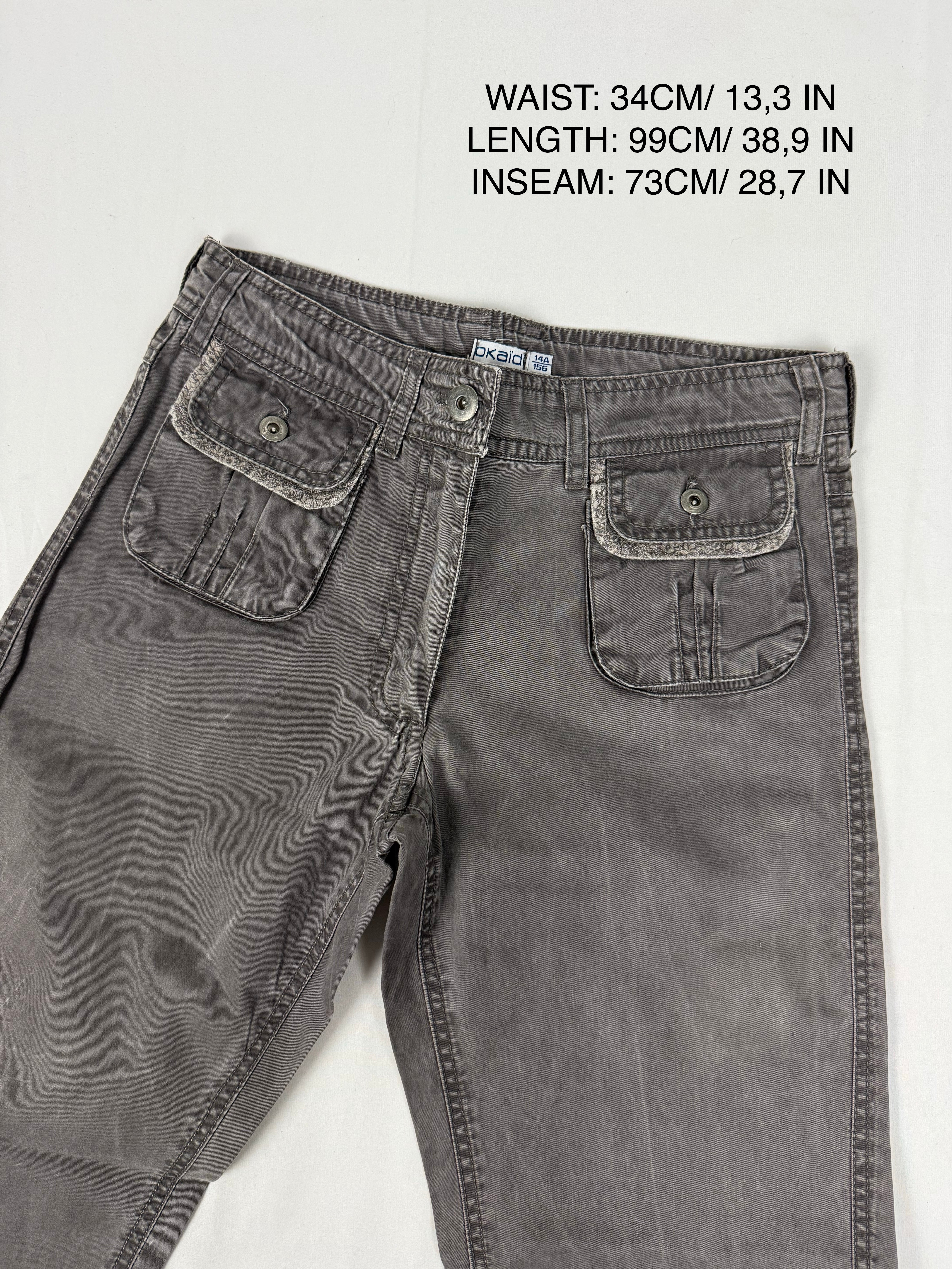 Khaki low waist flared pants (XS)