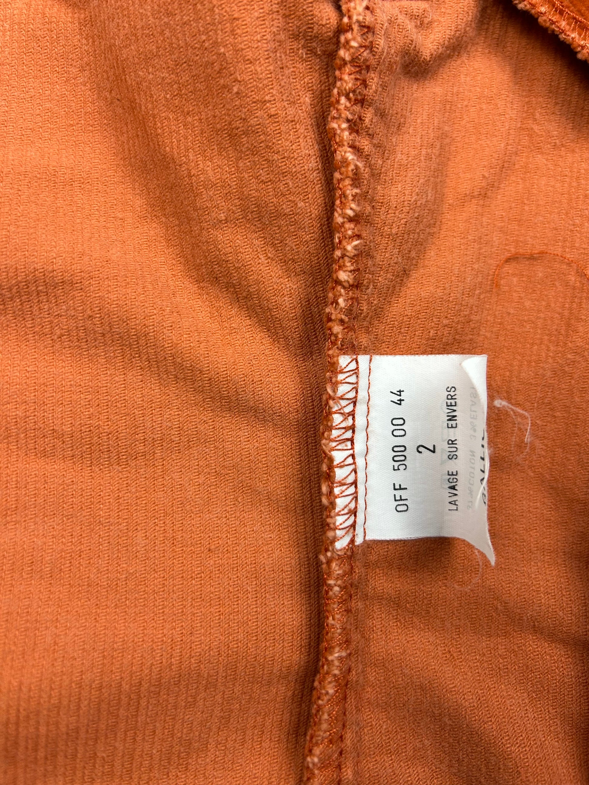 Orange zip up velvet denim biker jacket (S/M)