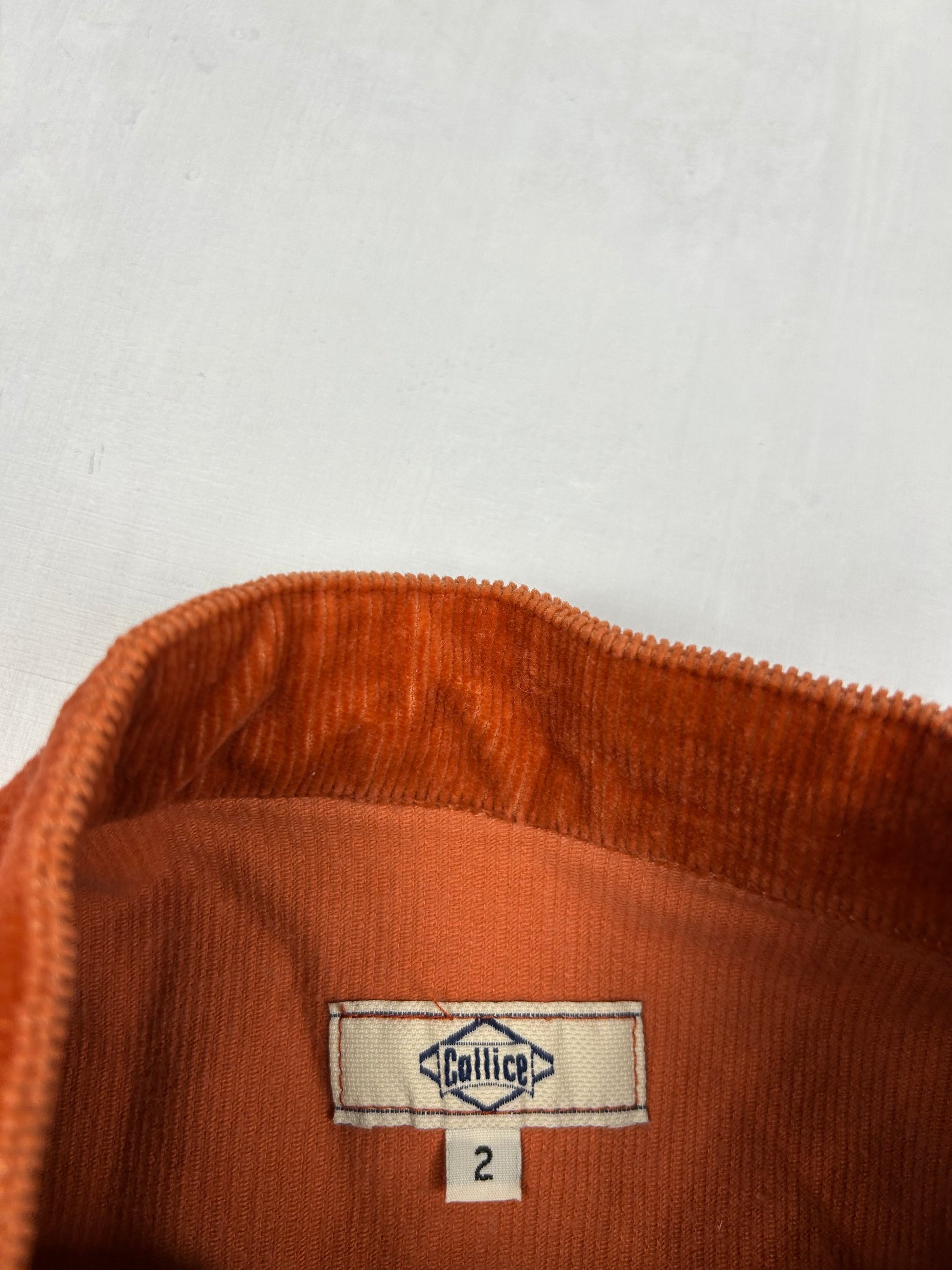 Orange zip up velvet denim biker jacket (S/M)