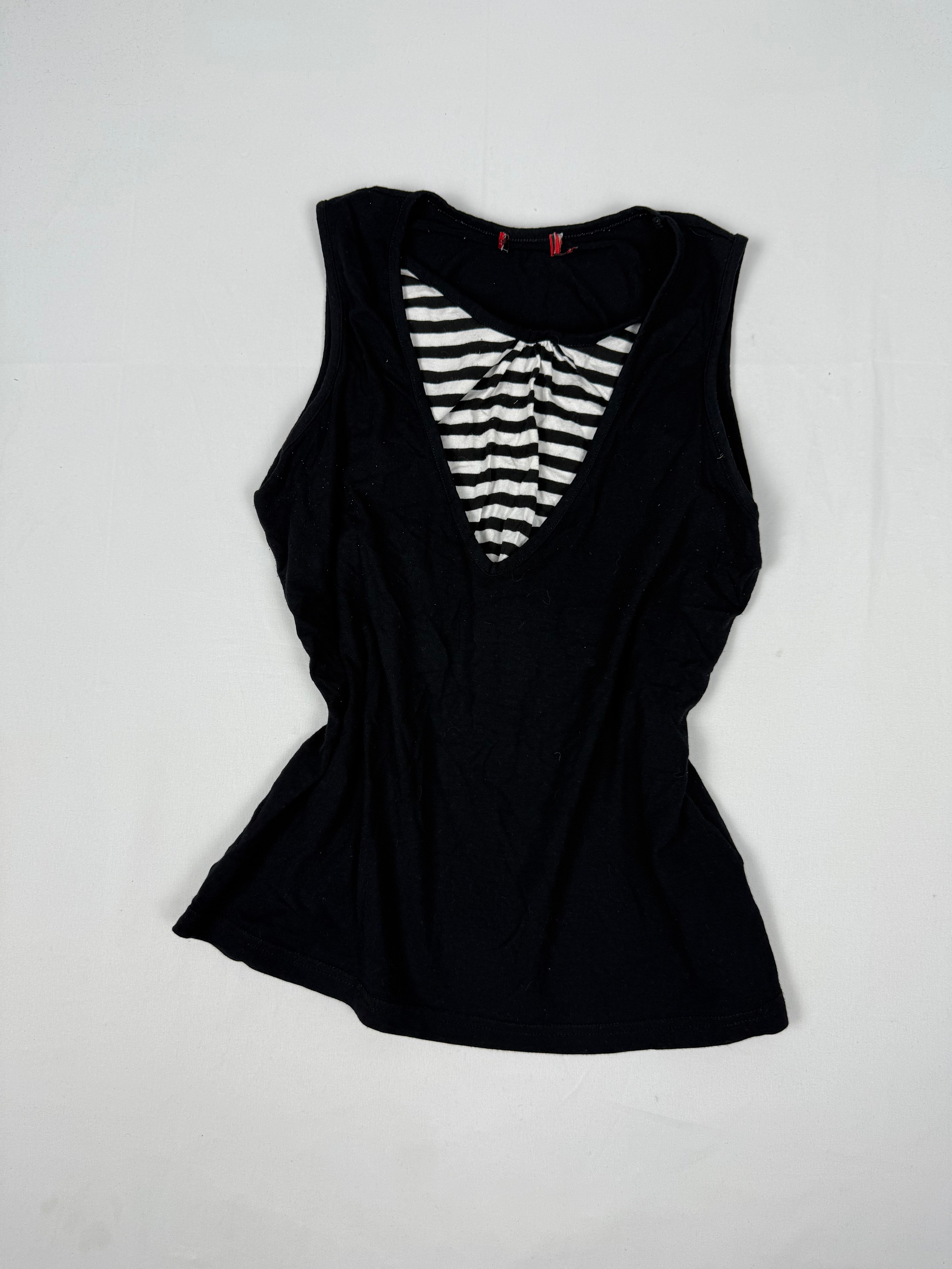 Black striped tight fit top (M/L)