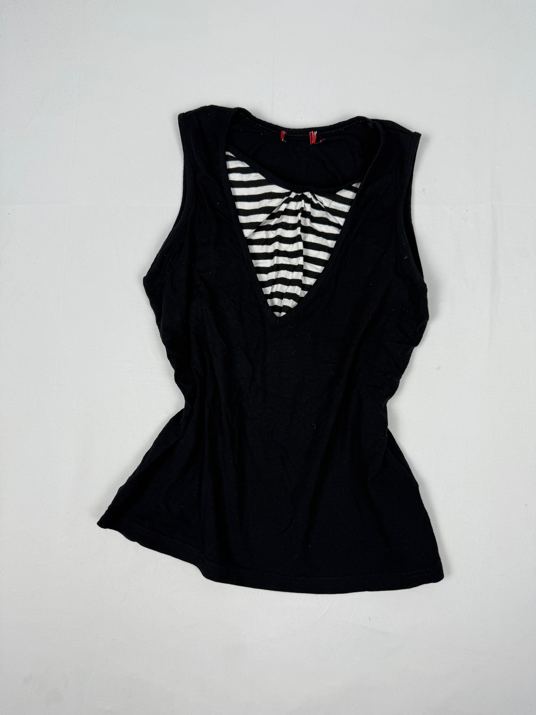 Black striped tight fit top (M/L)