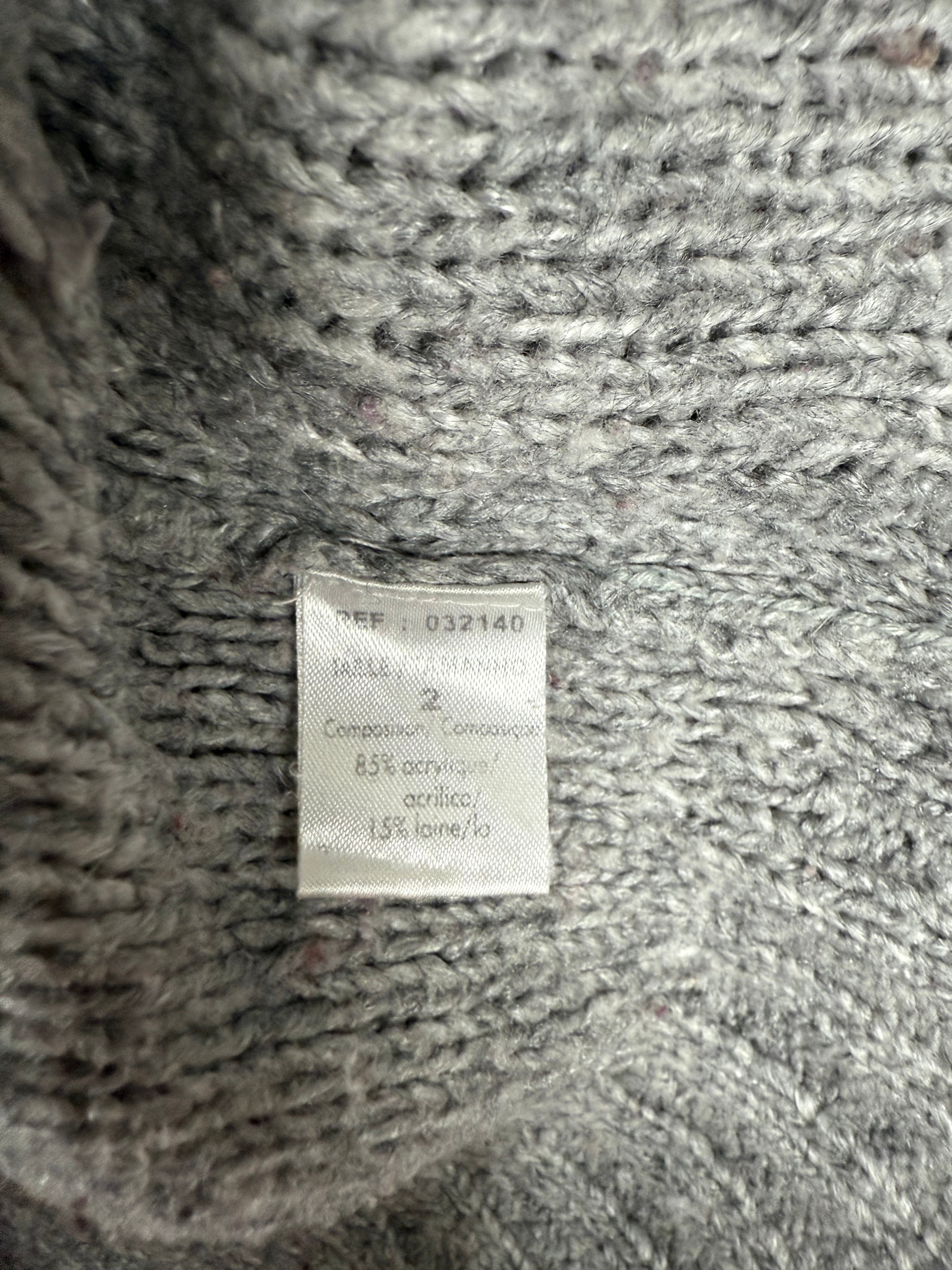 Grey turtleneck pockets wool jumper (M)