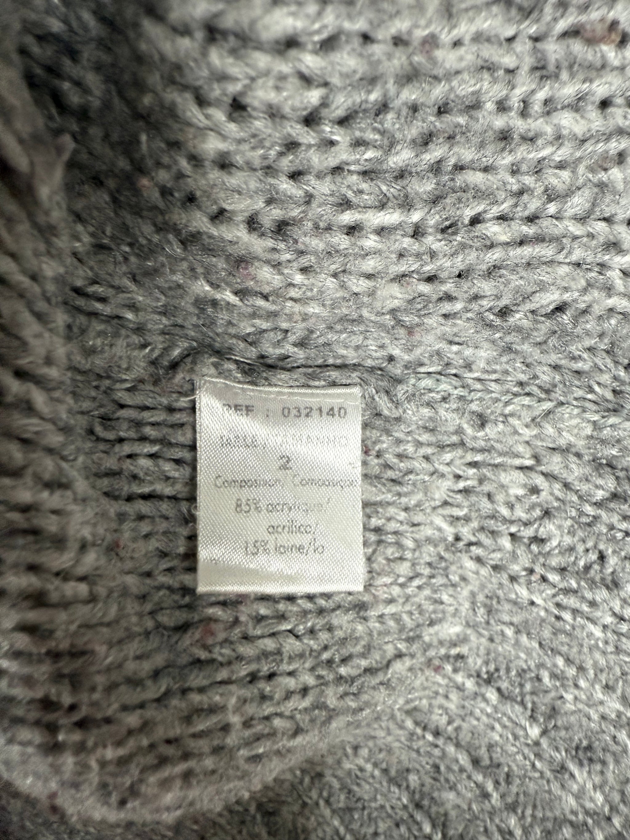 Grey turtleneck pockets wool jumper (M)