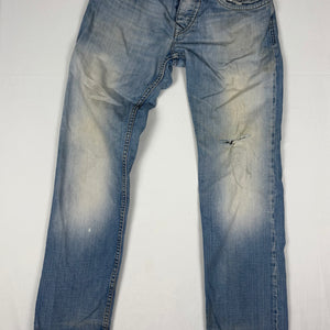 Blue low rise baggy pants (L)