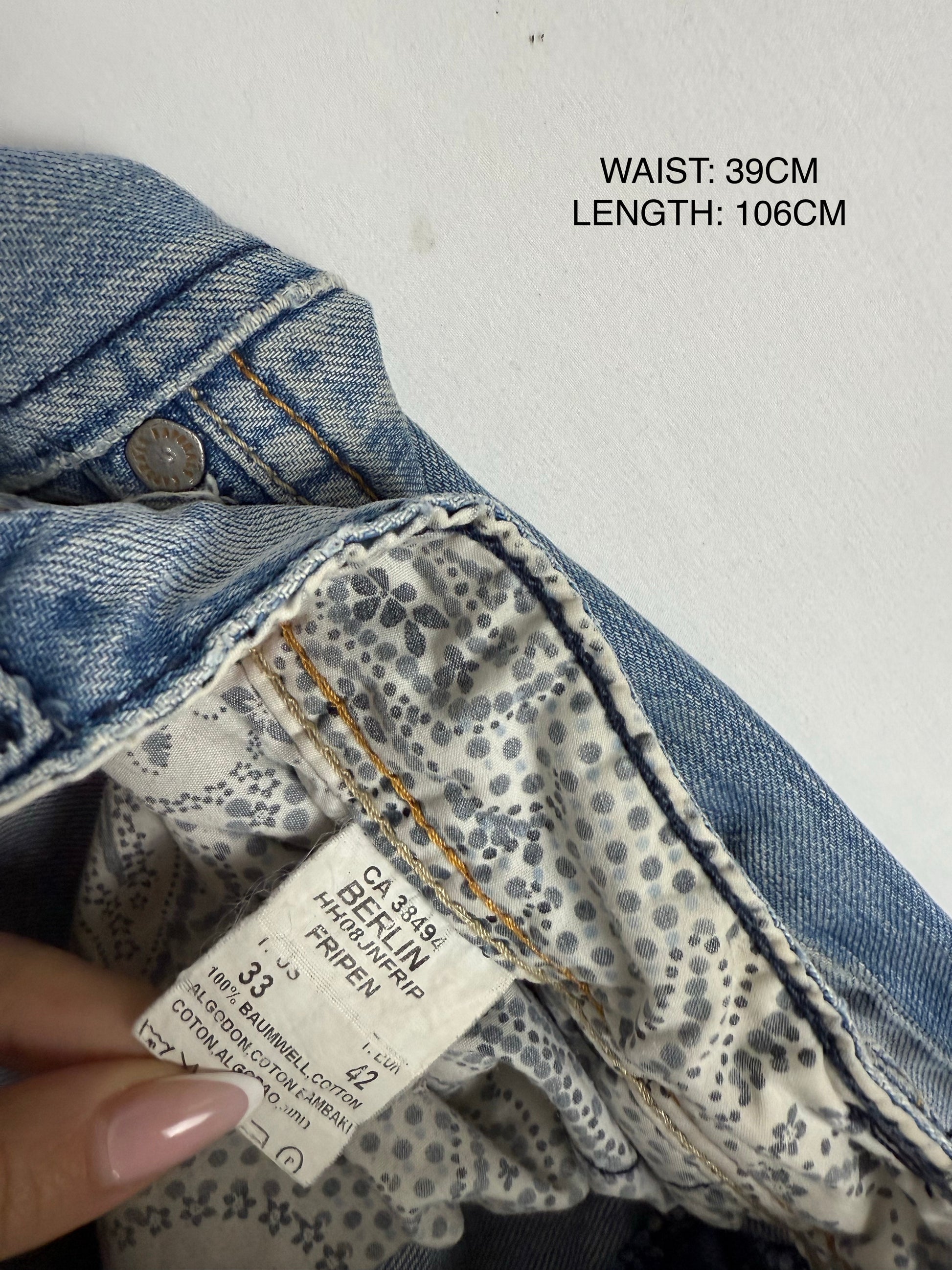 Blue low rise baggy pants (L)