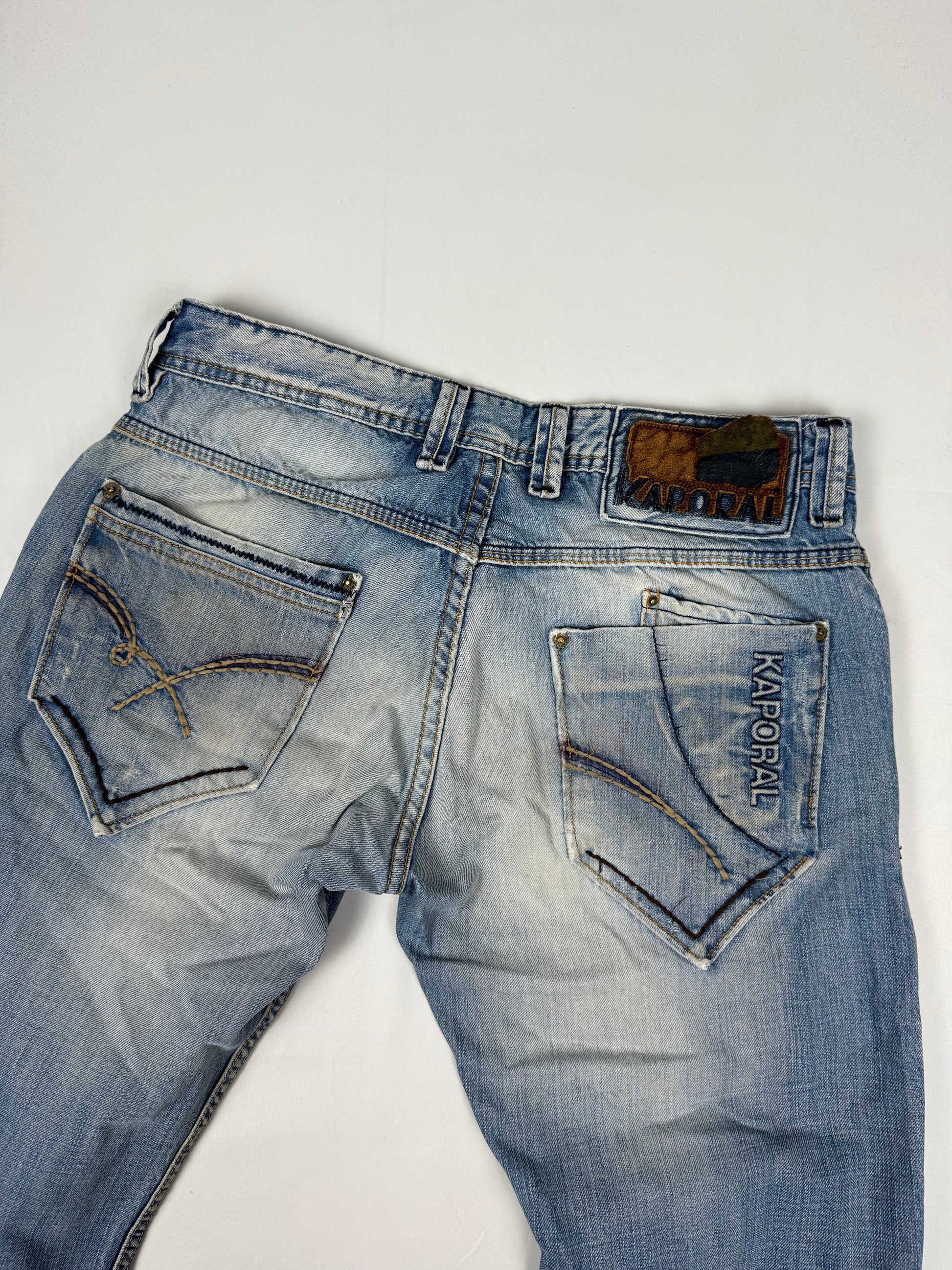 Blue low rise baggy pants (L)