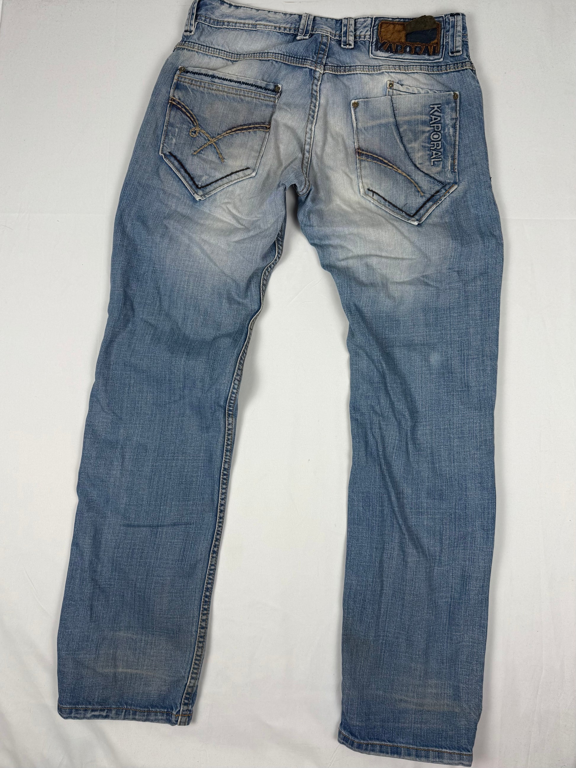 Blue low rise baggy pants (L)