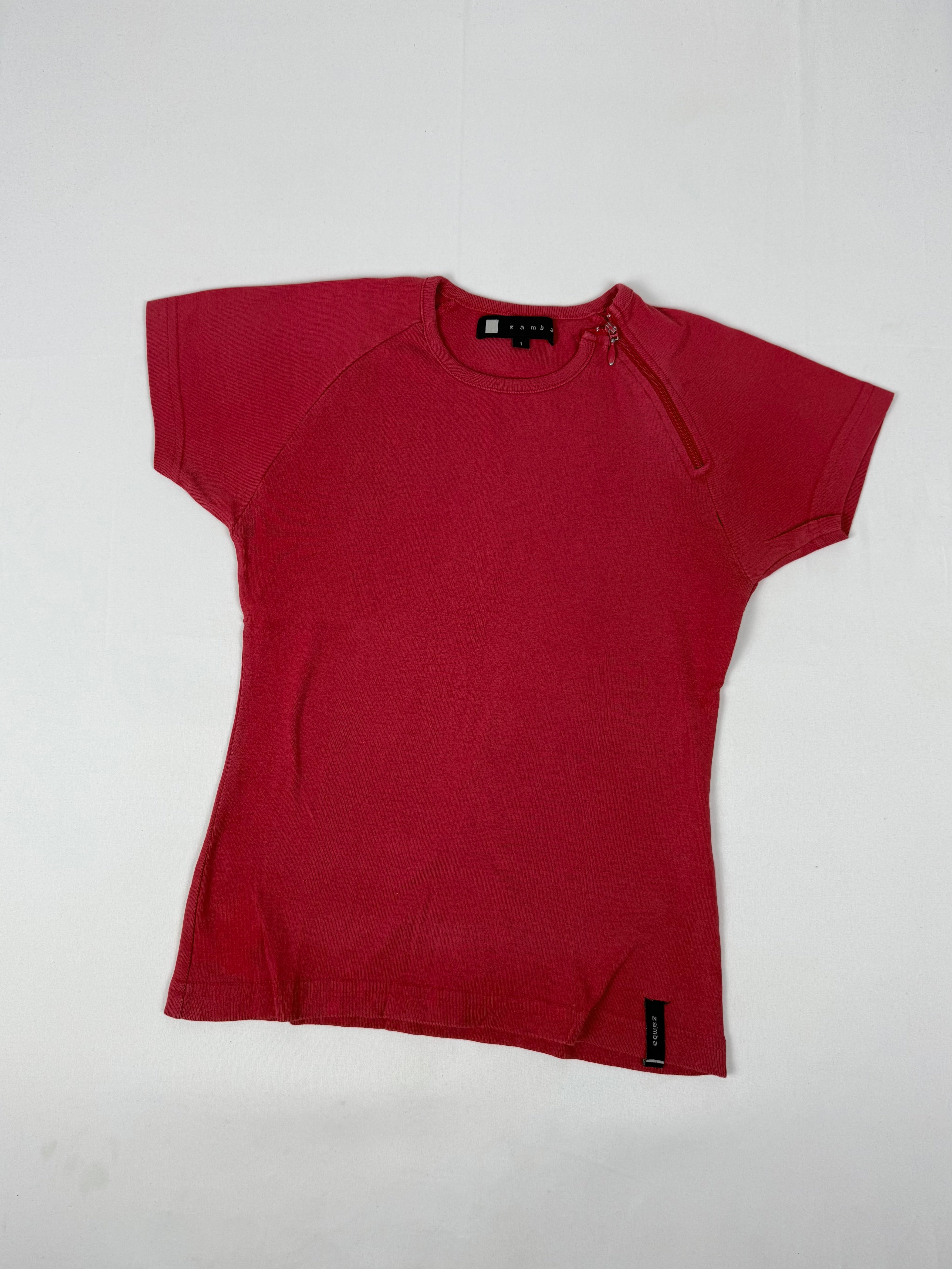 Red cotton tight fit tee (S)
