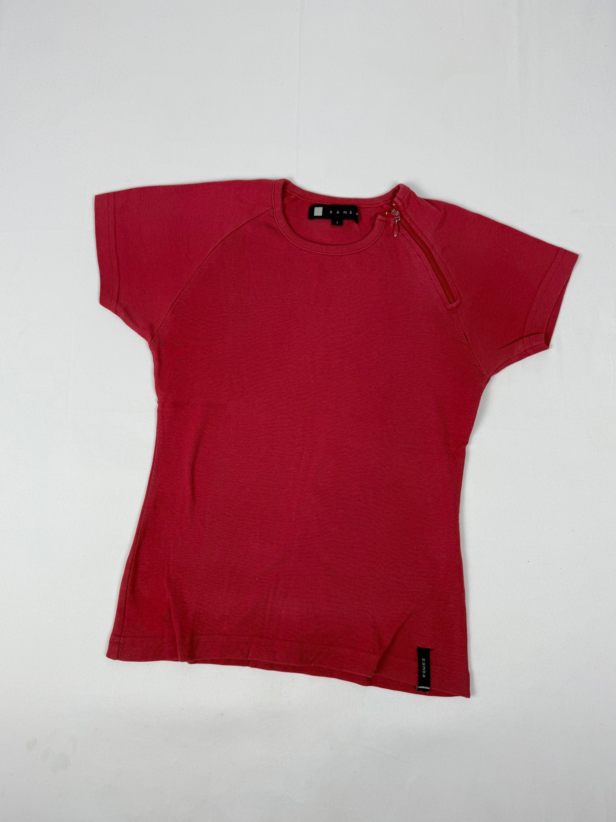 Red cotton tight fit tee (S)