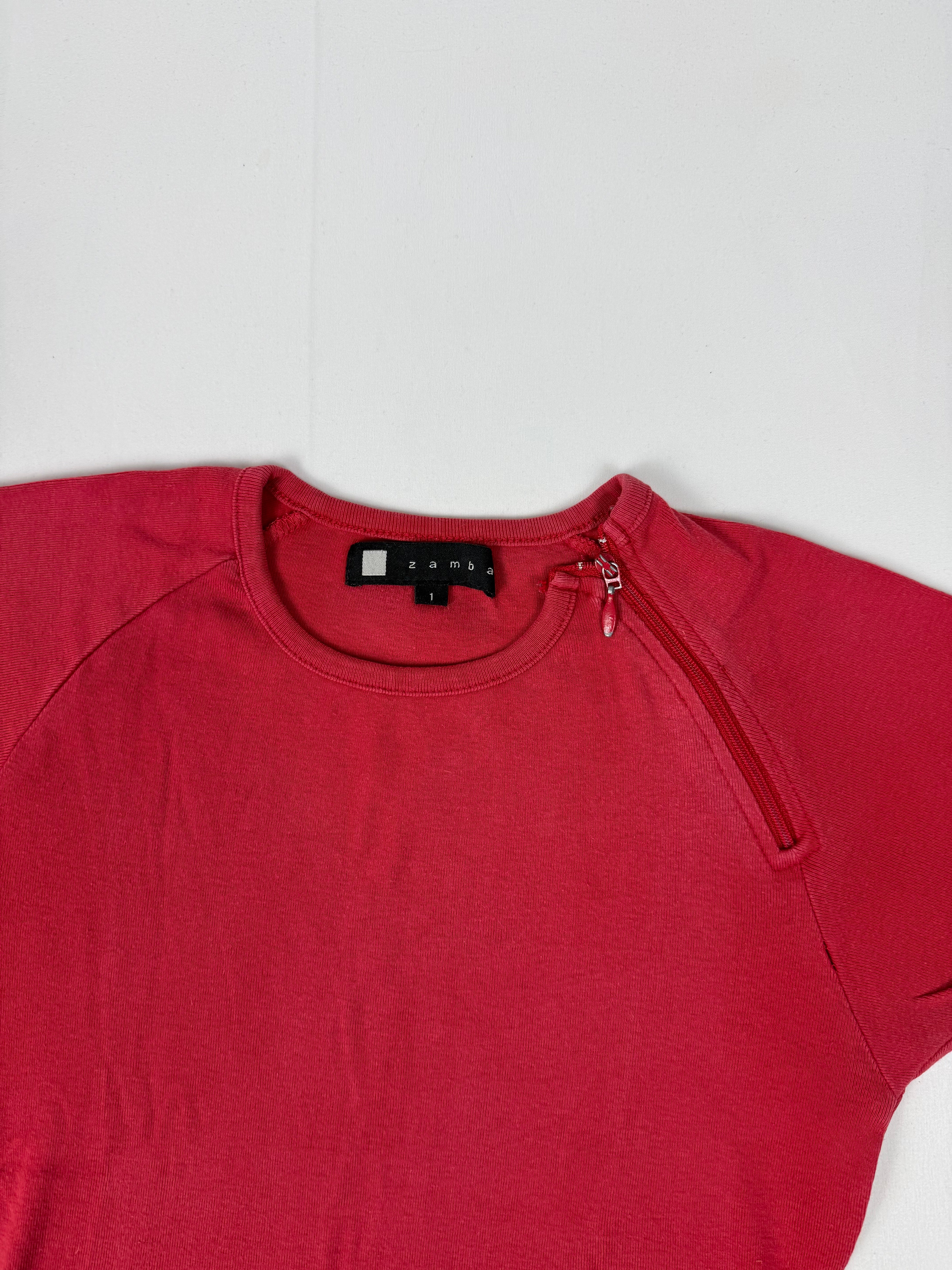 Red cotton tight fit tee (S)