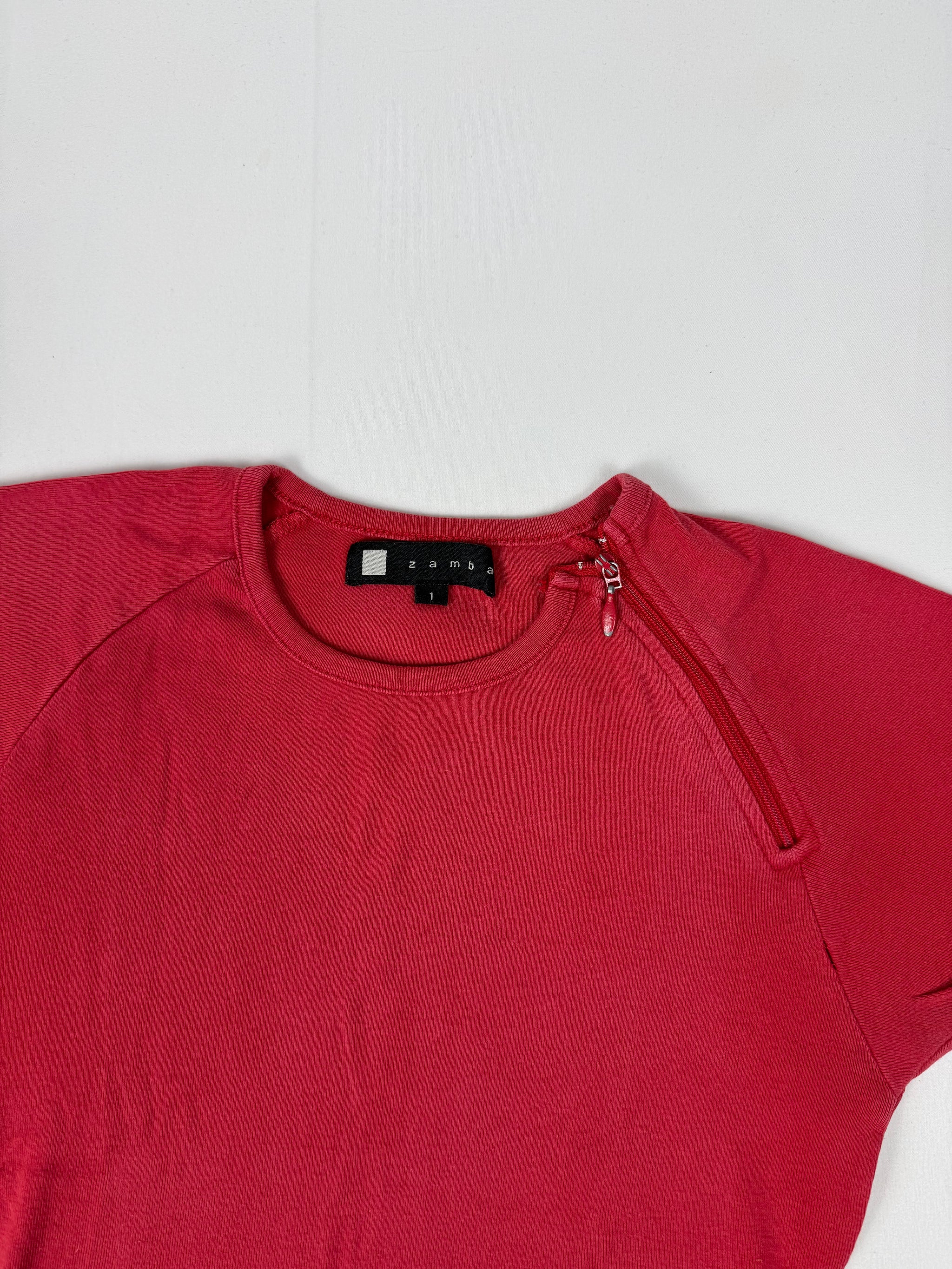 Red cotton tight fit tee (S)
